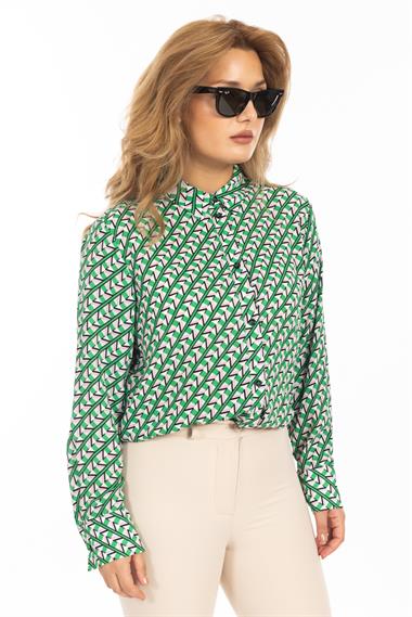 Zra Kadın Desenli U.Kol Gömlek 25y Ae YEŞİL/DESENLİ