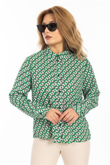Zra Kadın Desenli U.Kol Gömlek 25y Ae YEŞİL/DESENLİ