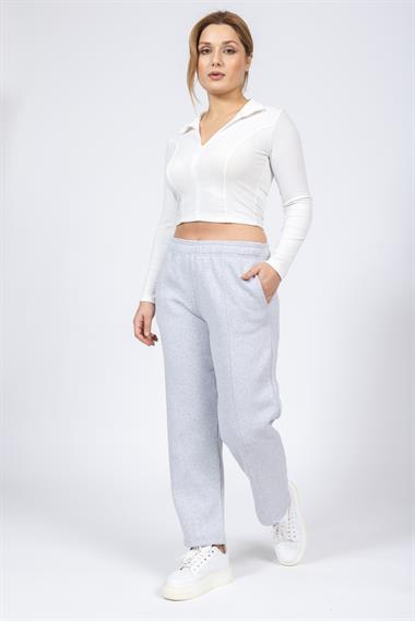Zra Unisex 3 İplik Şardonlu Eşofman Alt 24k Cu A.GRİ