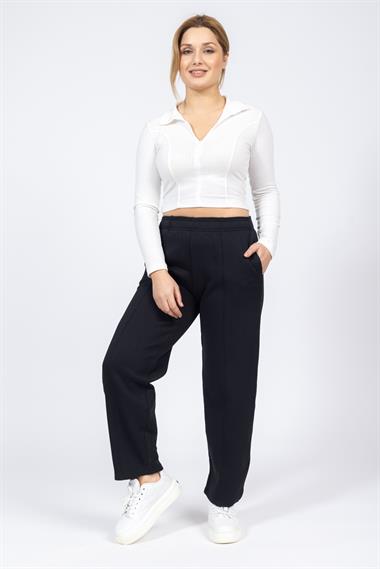 Zra Unisex 3 İplik Şardonlu Eşofman Alt 24k Cu SİYAH
