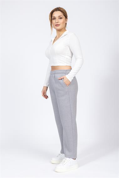 Zra Unisex 3 İplik Şardonlu Eşofman Alt 24k Cu GRİ