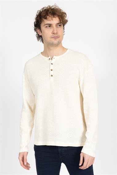 Zra Unisex O Yaka Dügmeli U.Kol Sweatshırt 24k Ae KREM