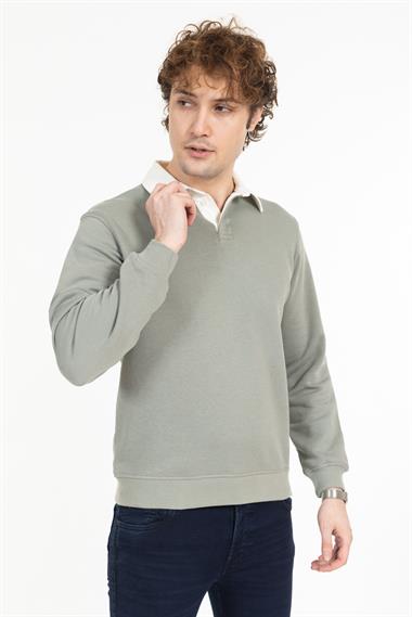 Zra Unisex Polo Yaka U.Kol Sweat 24k Ae ÇAĞLA YEŞİLİ