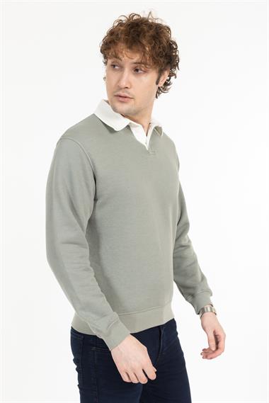 Zra Unisex Polo Yaka U.Kol Sweat 24k Ae ÇAĞLA YEŞİLİ