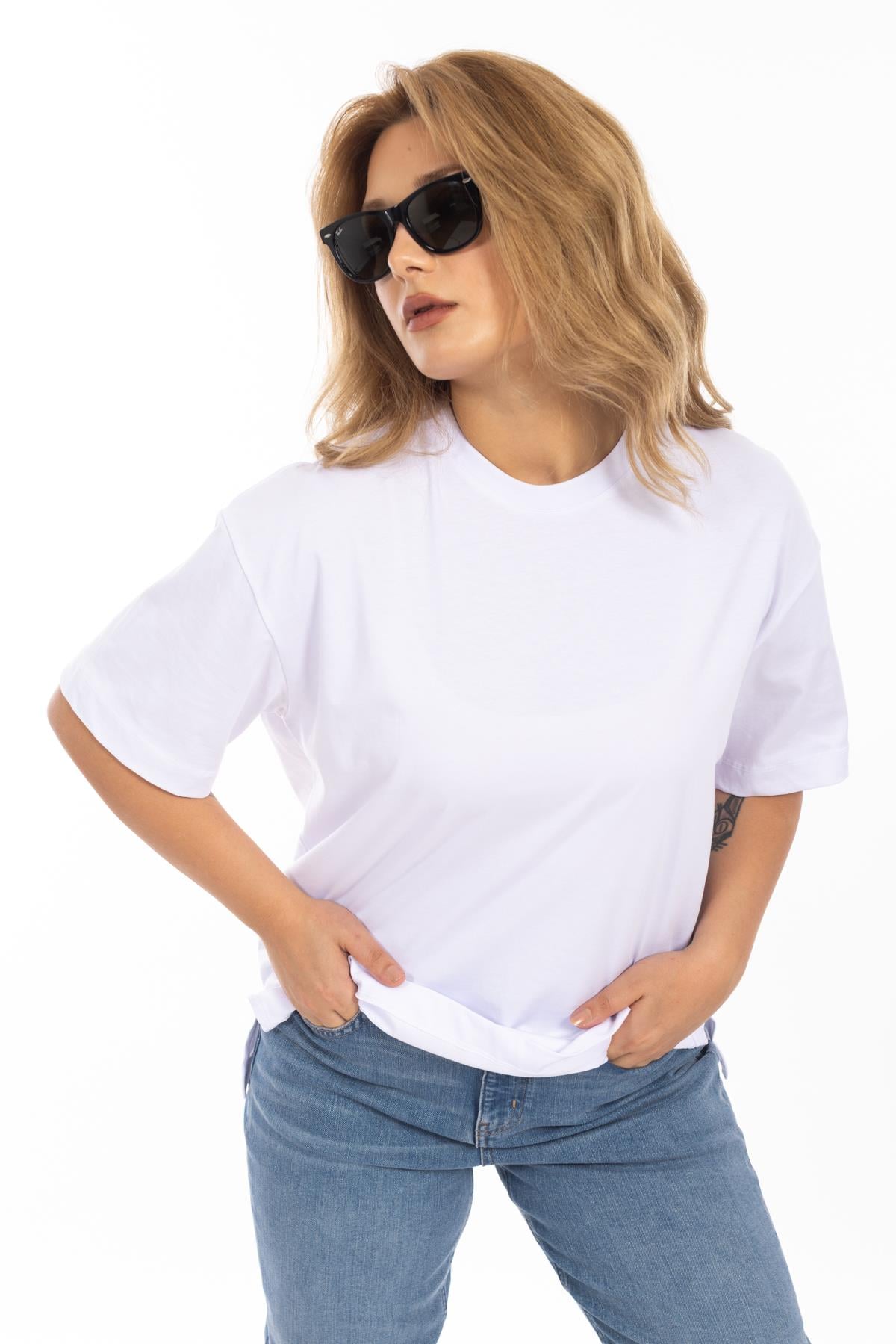 İpk Unisex Düz Basıc K.Kol Tshırt 25y Cu Beyaz