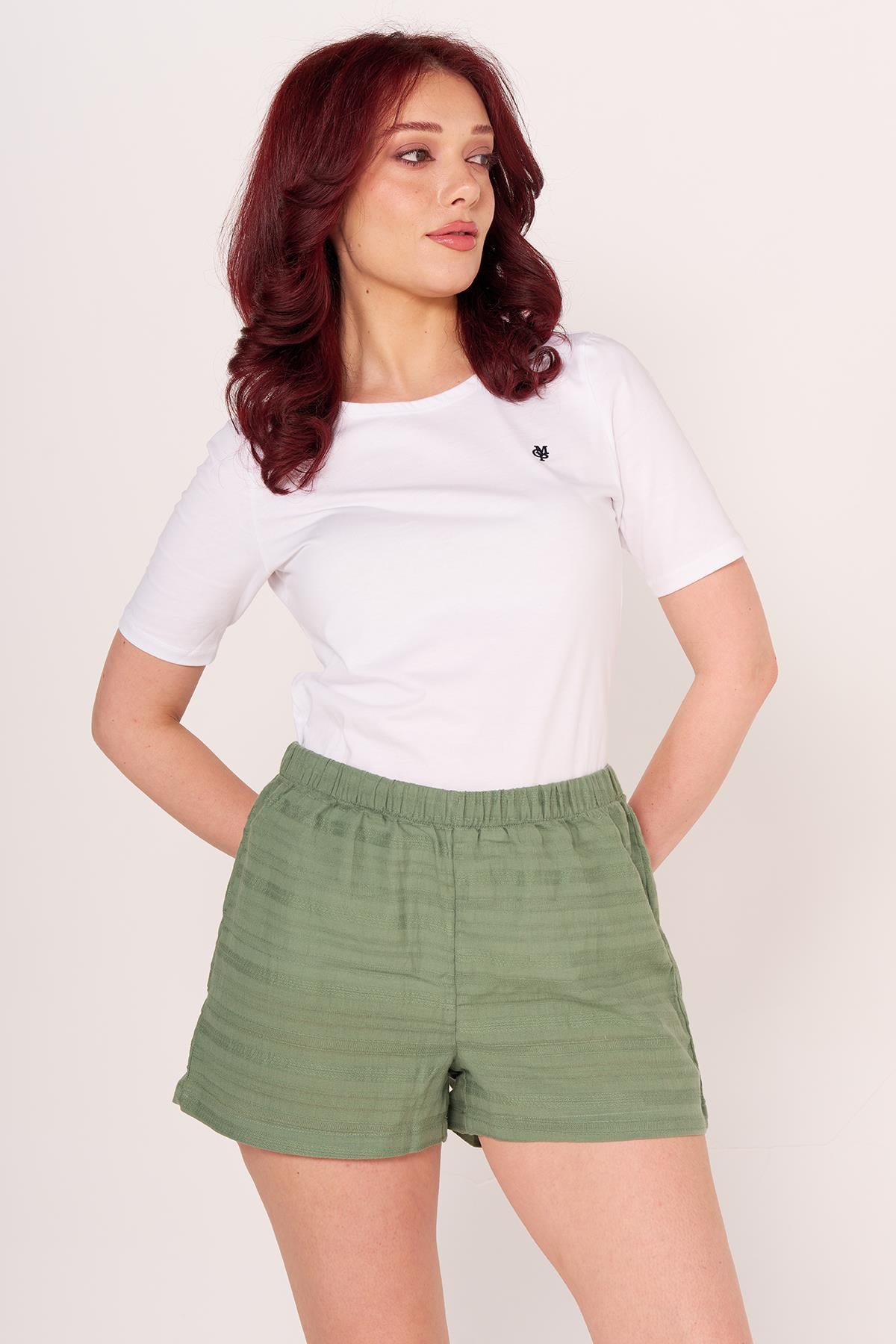 Ja Bayan Dokuma Şort K.YEŞİL