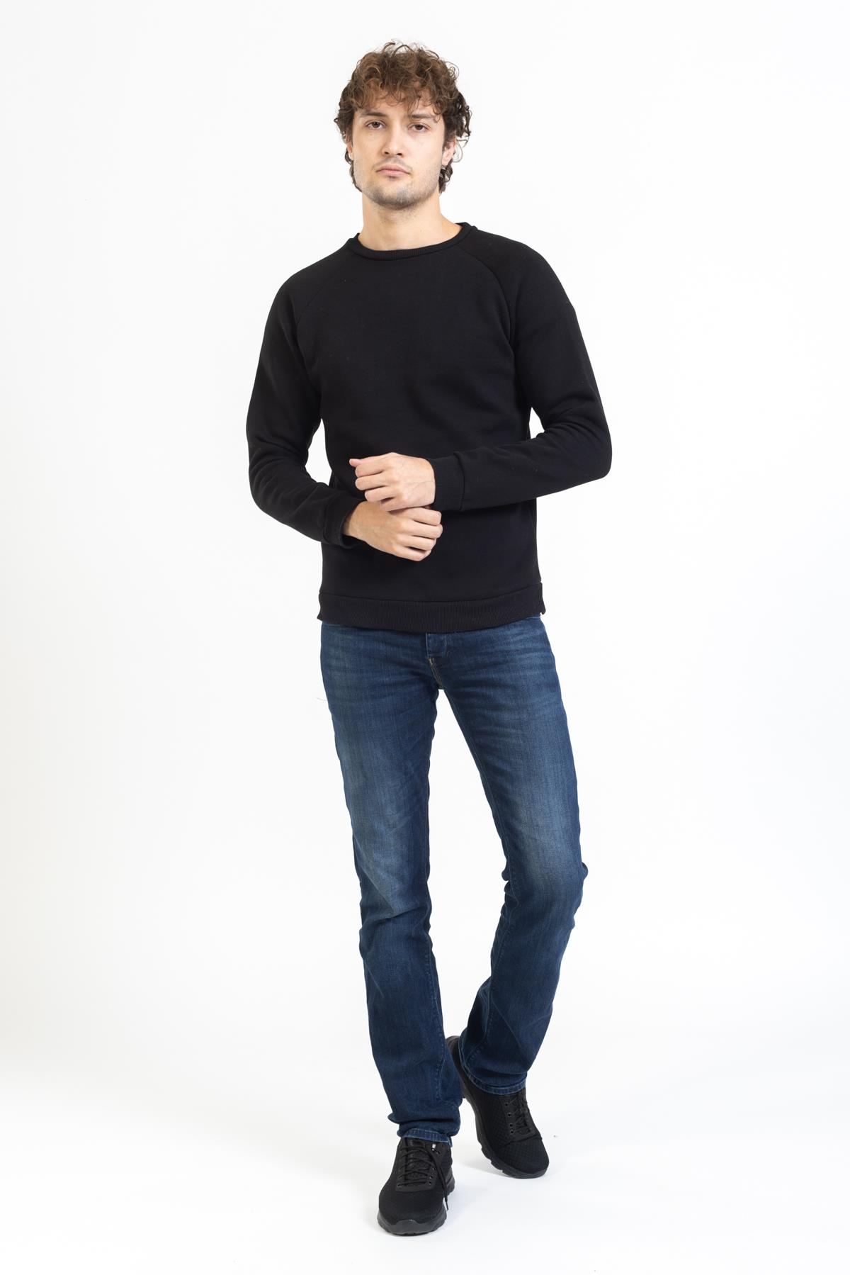 Man Unisex Şardonlu O yaka U Kol Sweat 23y kso SİYAH