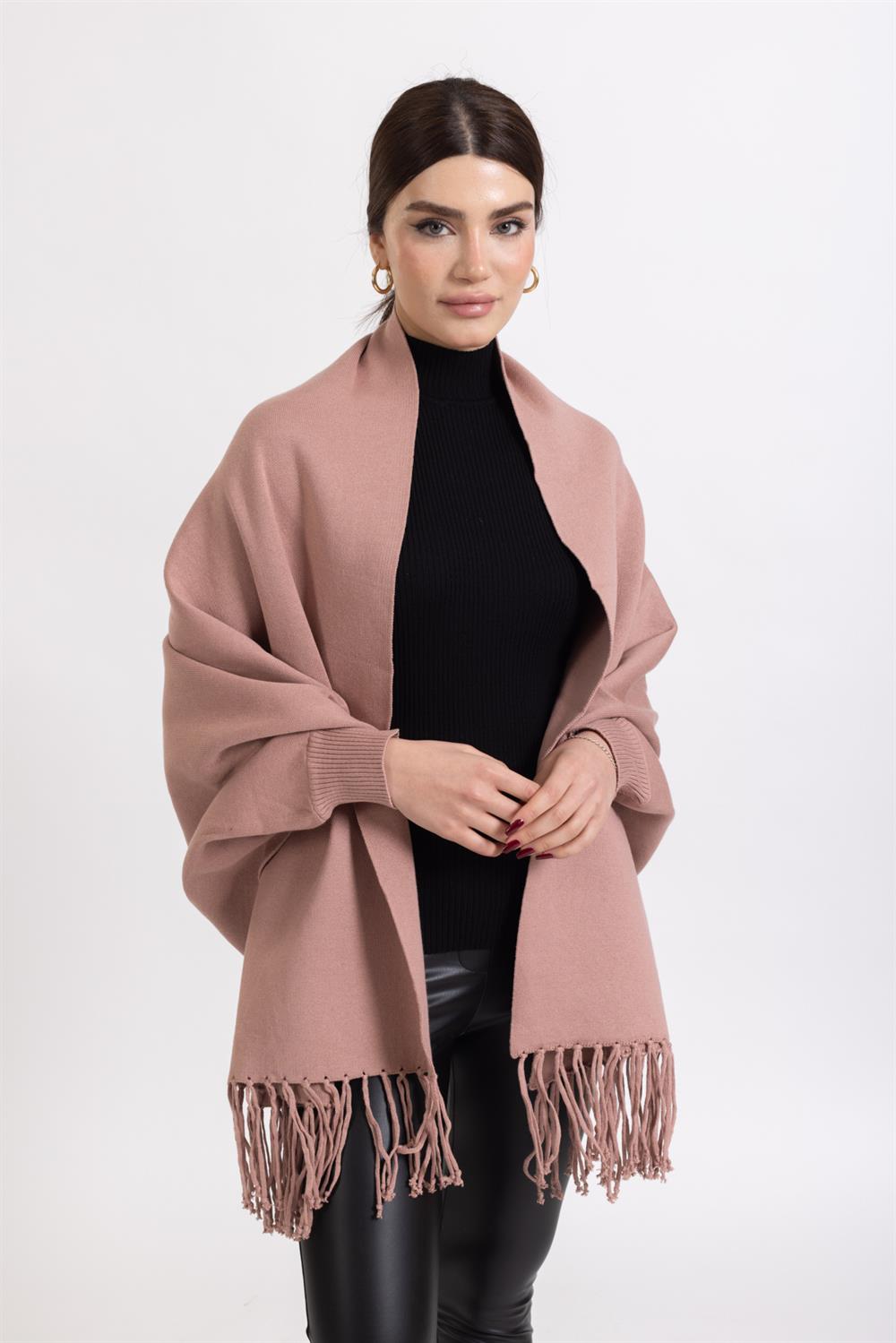 Ms Bayan Örme Kollu Şal PUDRA