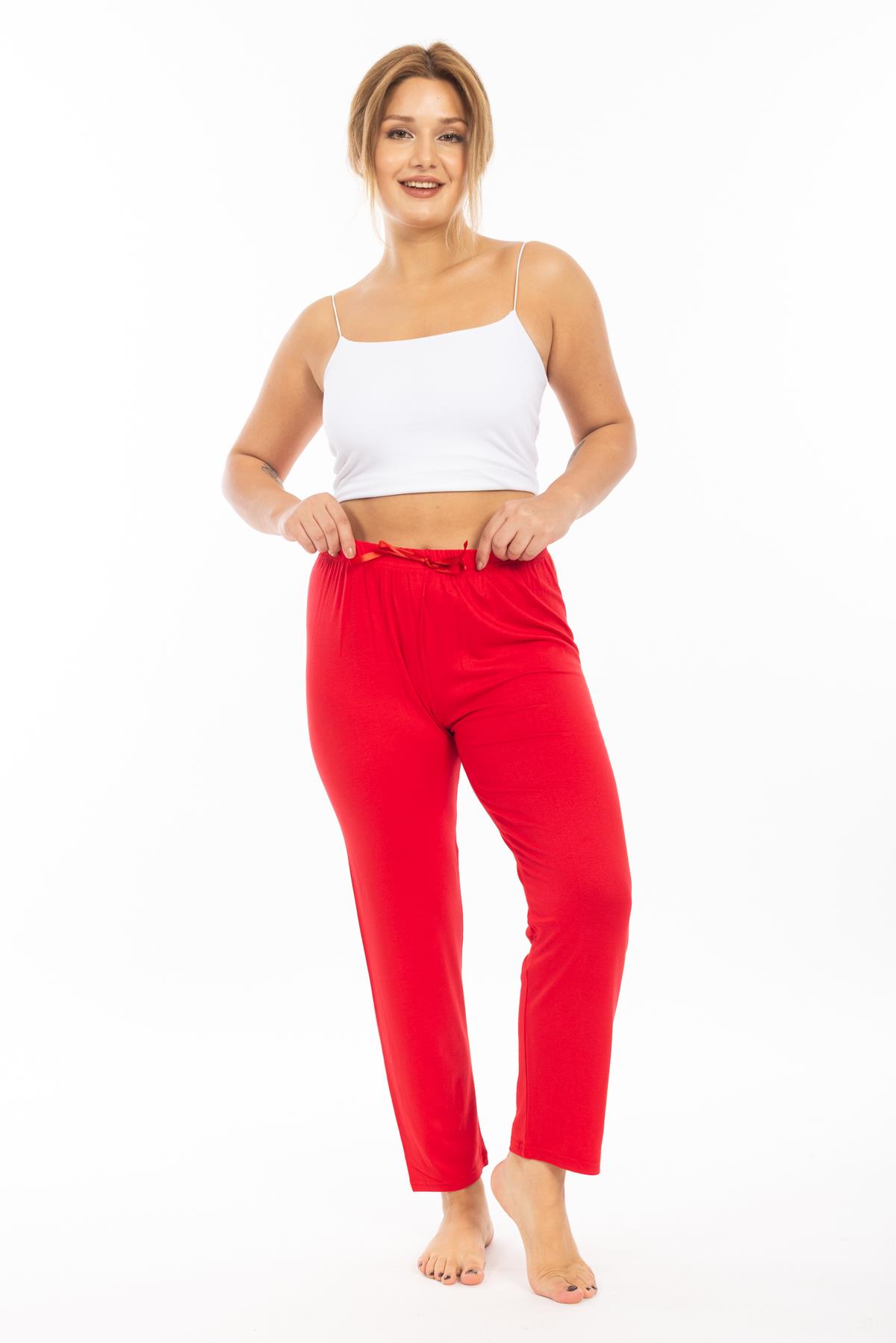Ms Bayan Viskon Pijama Tek Alt 25y Evm KIRMIZI