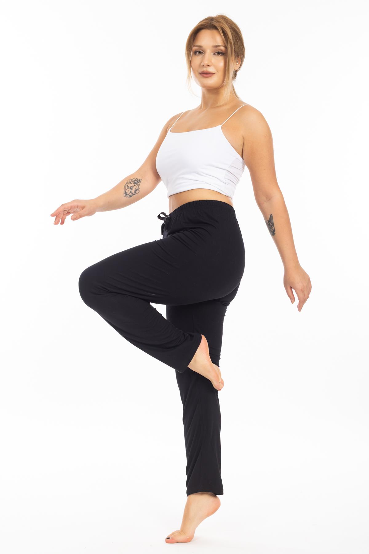 Ms Bayan Viskon Pijama Tek Alt 25y Evm SİYAH