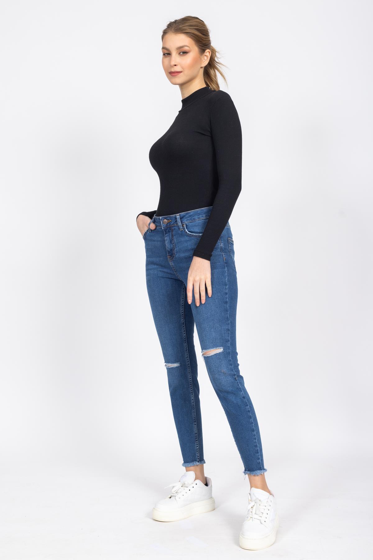 New Loık Bayan Kot Pantolon 18y Kso Koyu Mavi