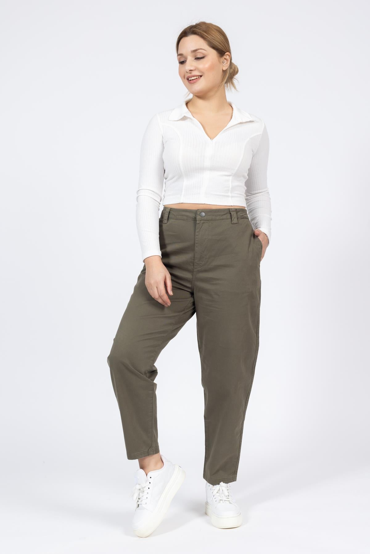 Reserved Gabardin Kanvas Pantolon 24y kso YEŞİL