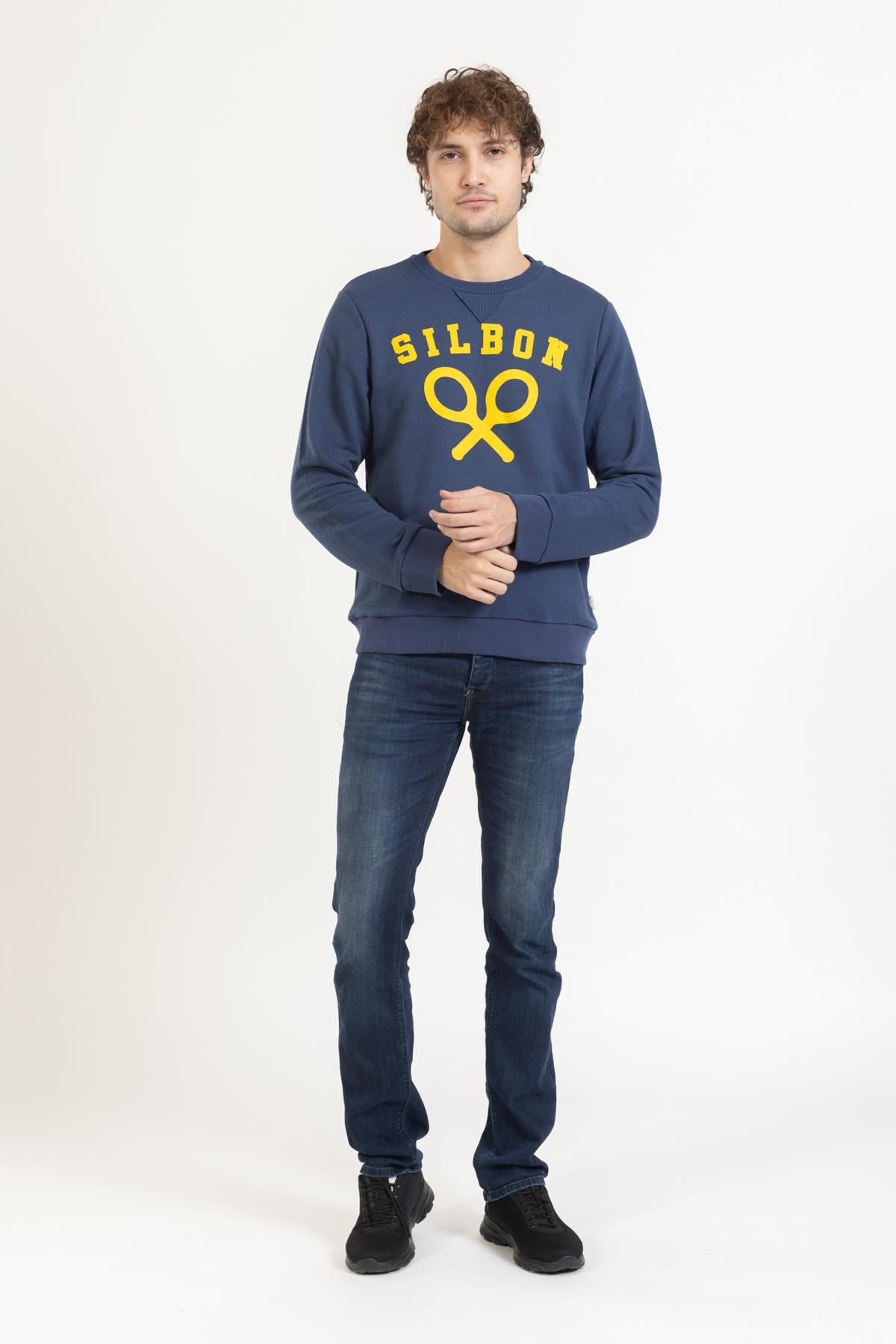 Sılbon Unisex O Yaka Baskılı U.Kol Sweat 23y Kso LACİVERT