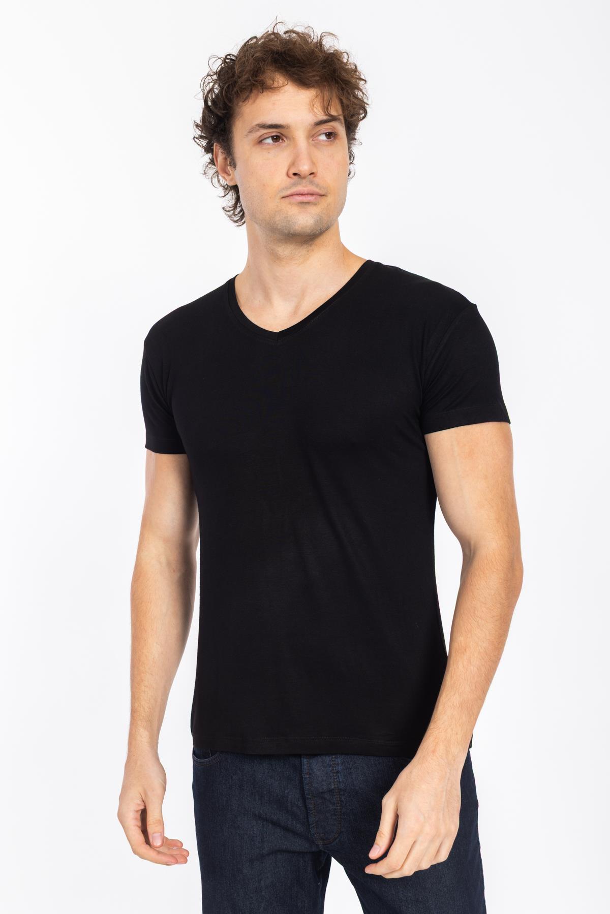 TSHIRT V&S 21Y BAMBU V YAKA ERKEK (M&C) SİYAH