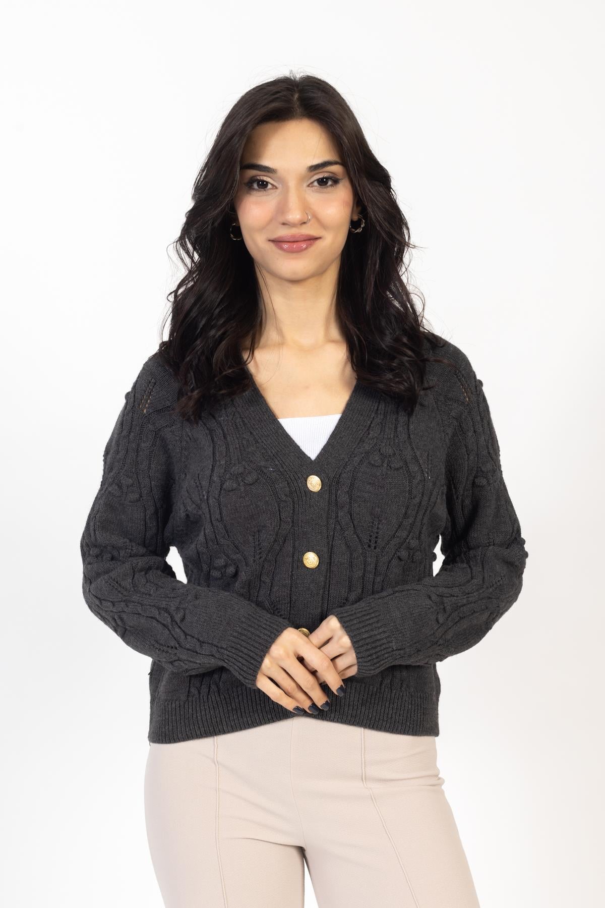 Vs Bayan Triko Örme Hırka 23 441 Emy 23k ANTRASİT