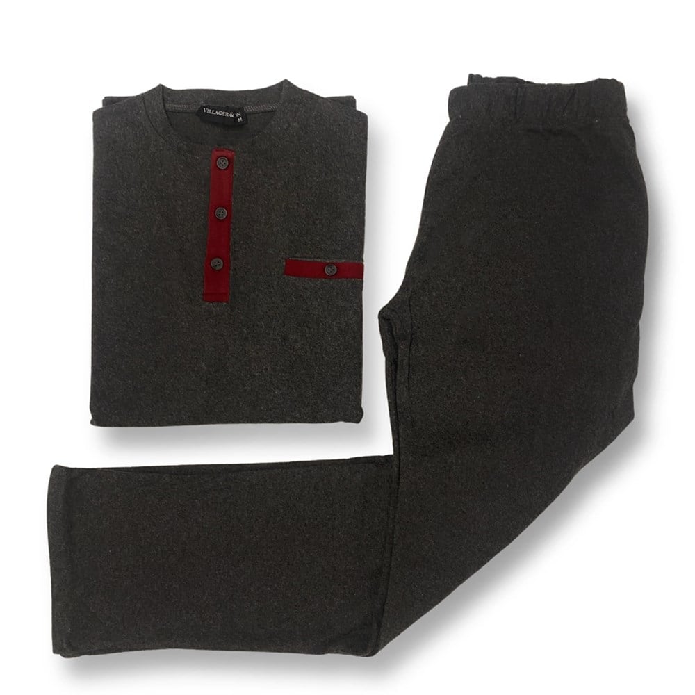 Vs Erkek Yarım Patlı U.Kol Pijama Takımı antrasit/bordo