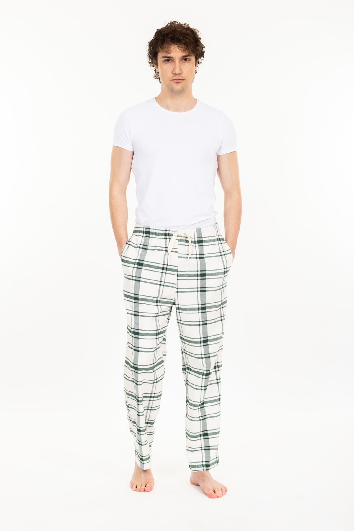 Vs Unısex Cepli Bagcıklı Dokuma Tek Alt Pijama 21k-003 YEŞİL/EKOSE