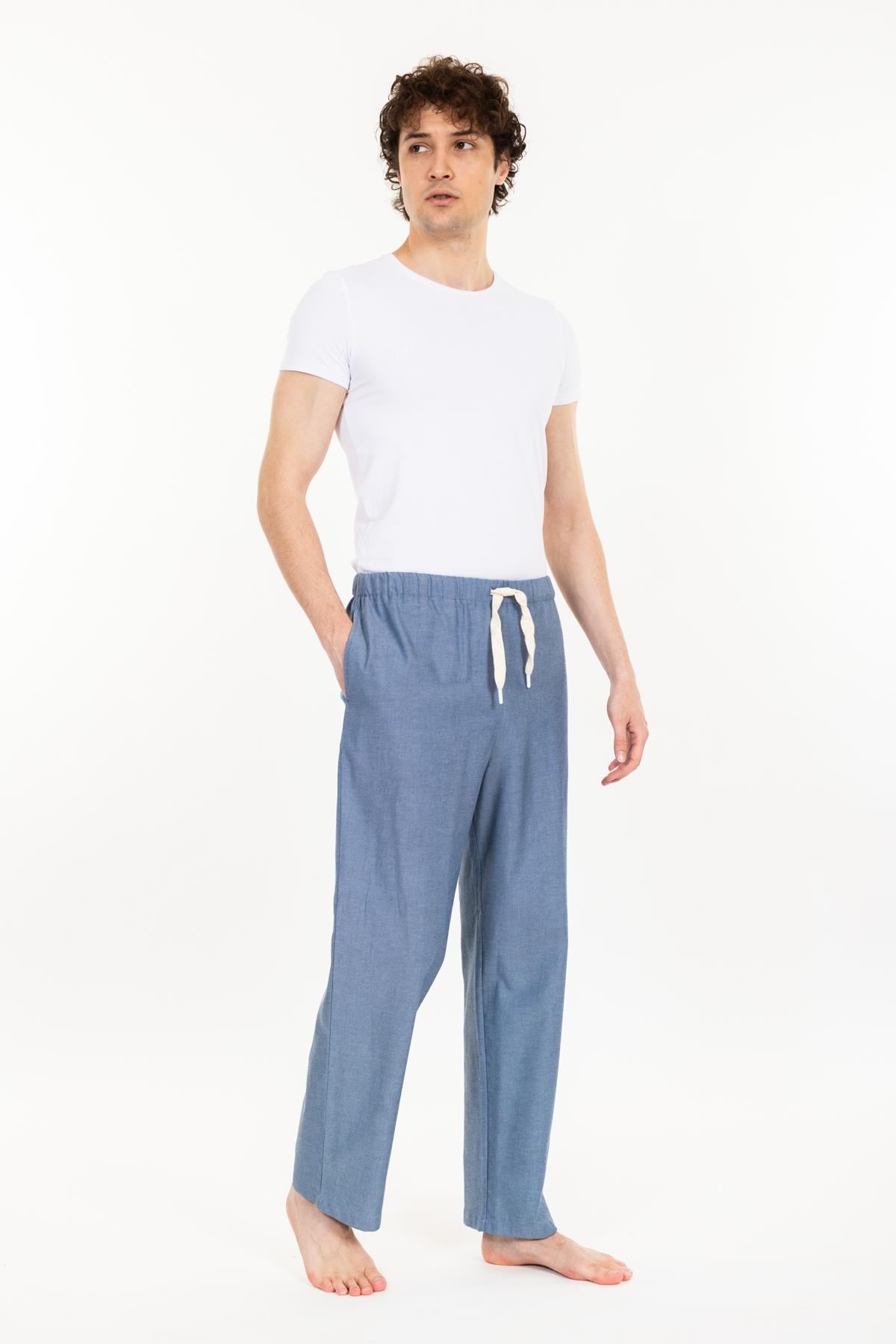 Vs Unısex Cepli Bagcıklı Dokuma Tek Alt Pijama 21k-003 A.MAVİ