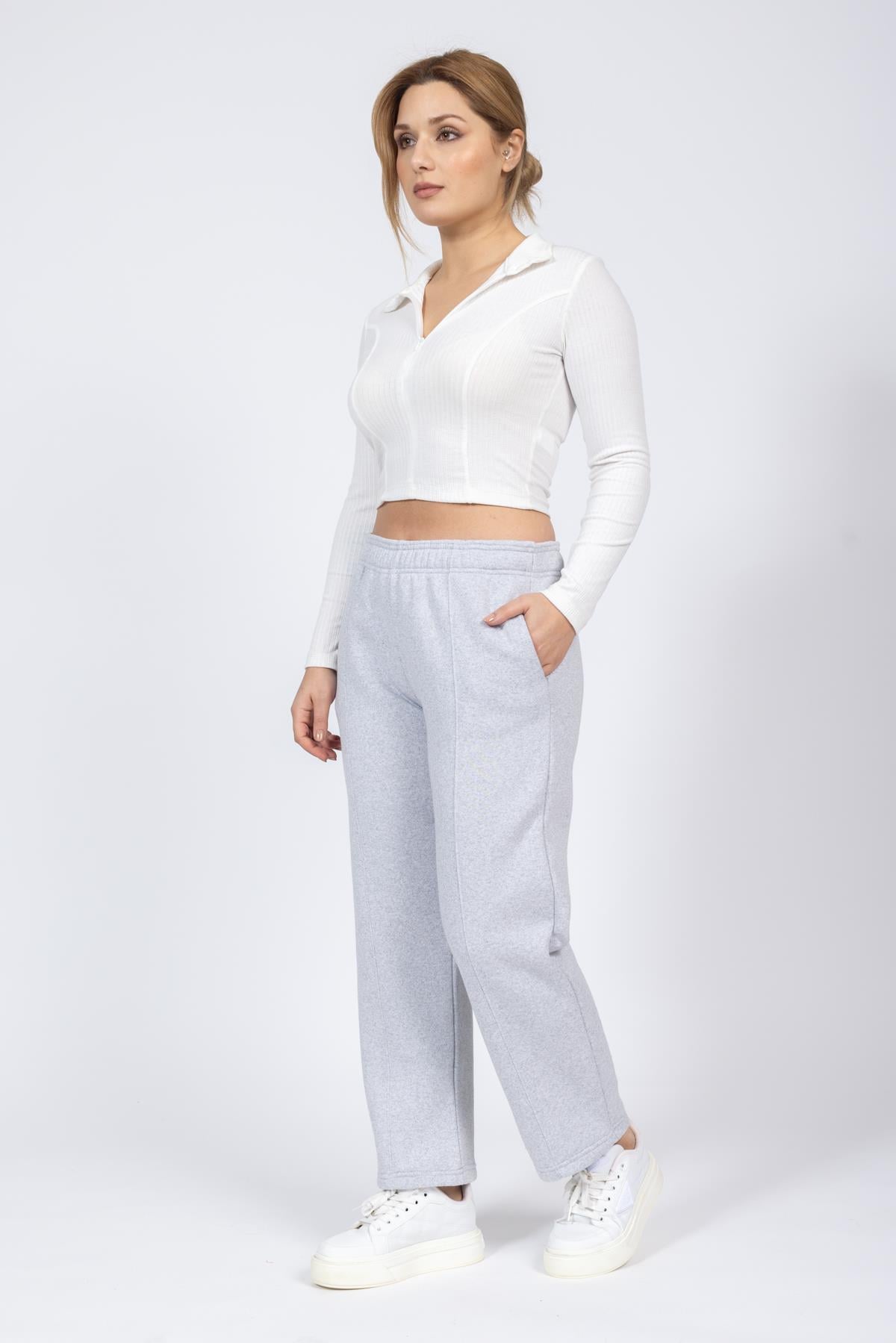 Zra Unisex 3 İplik Şardonlu Eşofman Alt 24k Cu A.GRİ