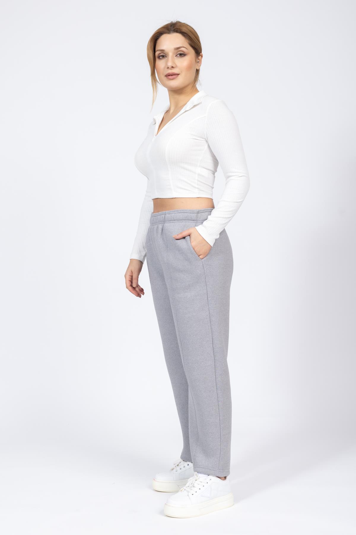 Zra Unisex 3 İplik Şardonlu Eşofman Alt 24k Cu GRİ