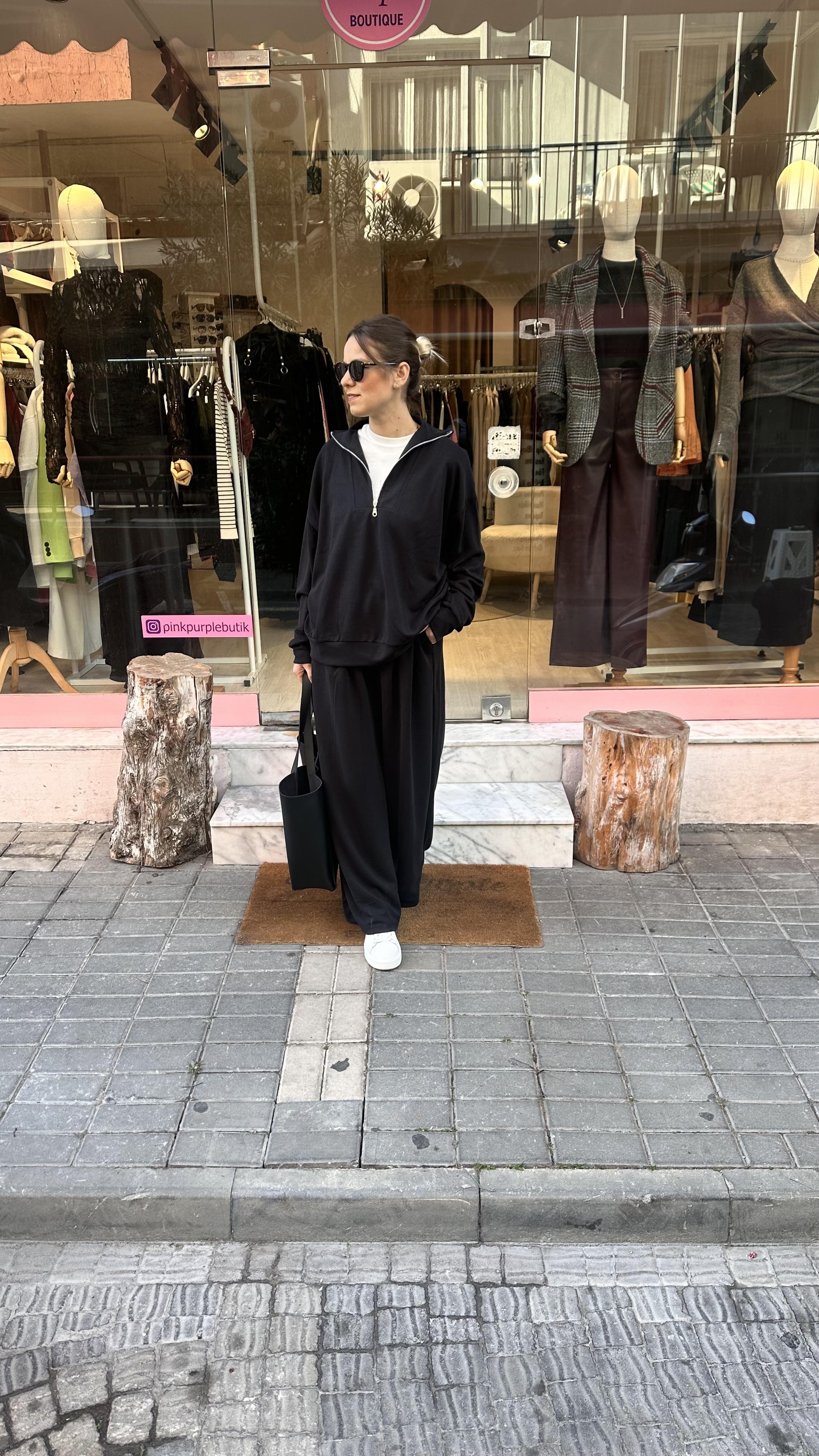 Füme Fermuarlı Modal Takım