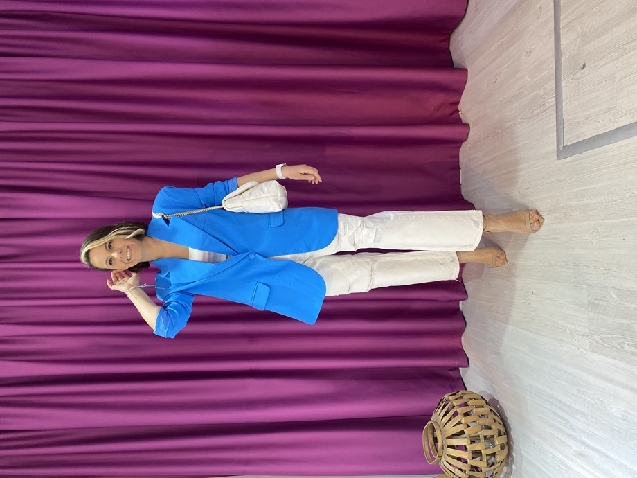 İndigo Mavi Oversize Blazer
