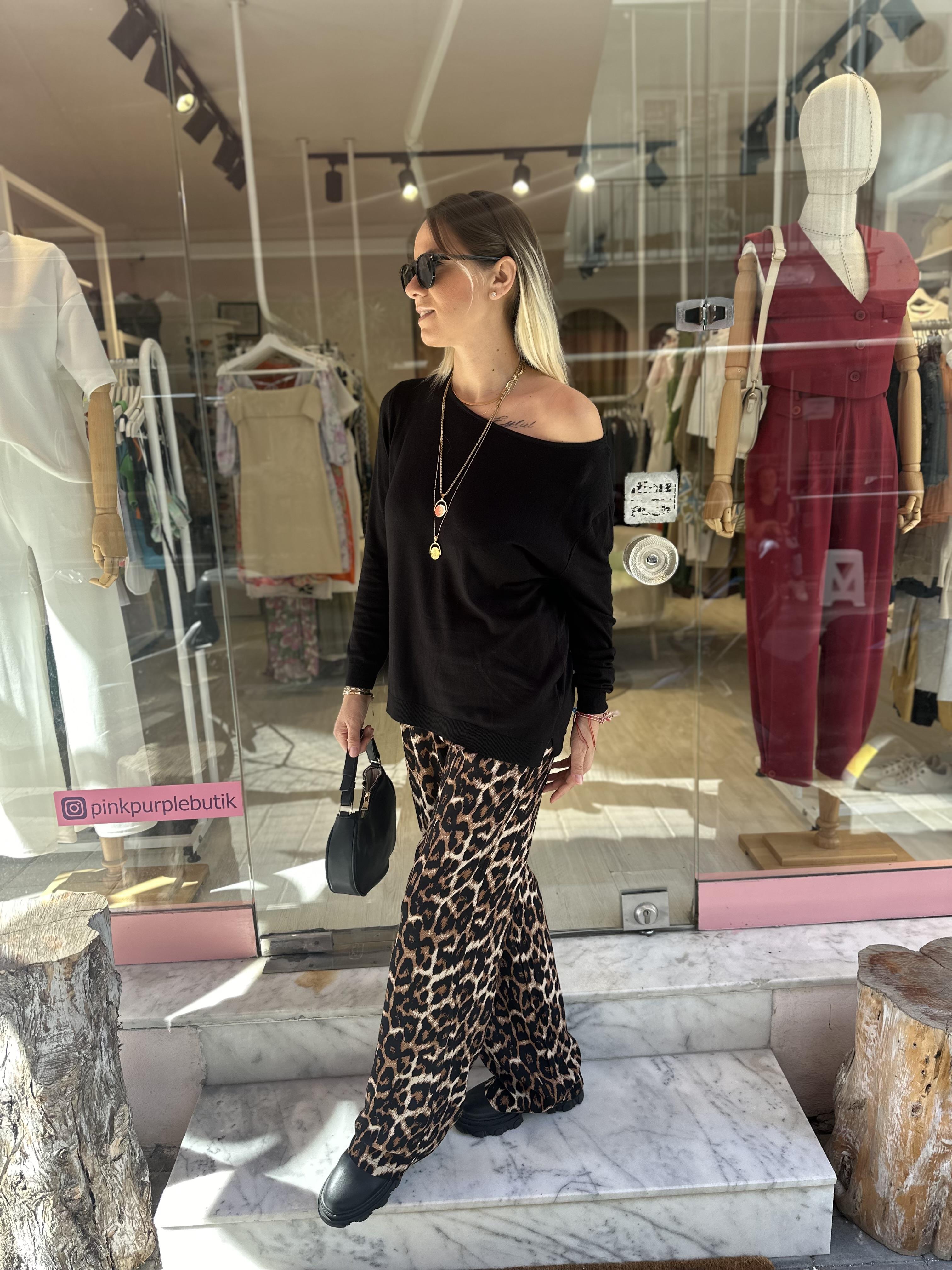 Leopar Desen Pantolon