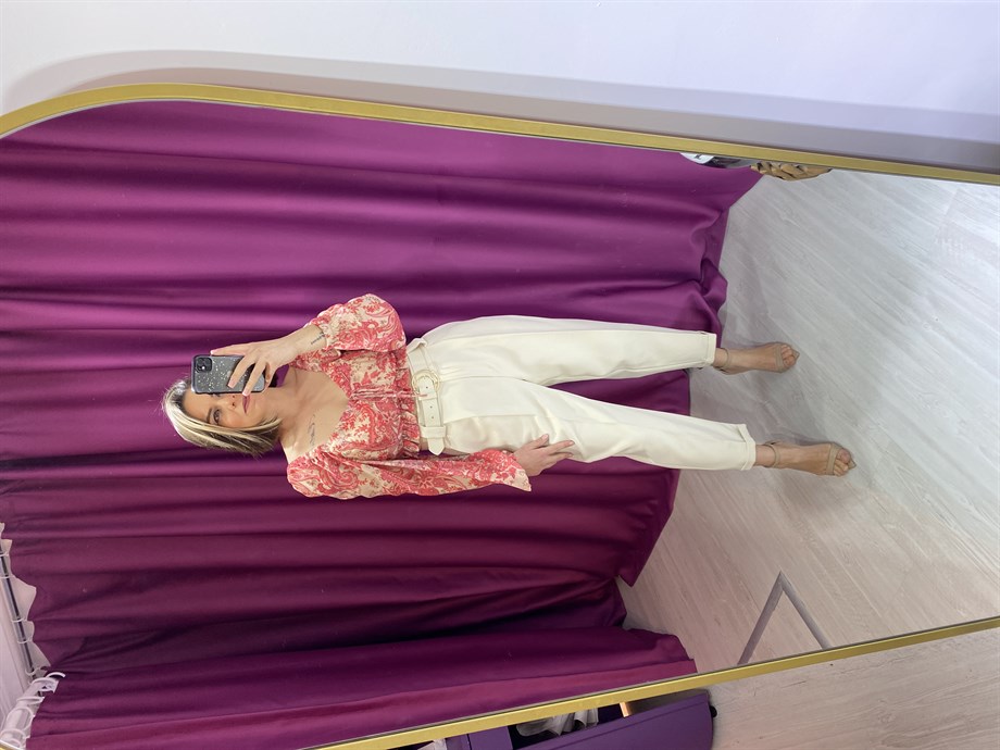 Pembe Desenli Crop
