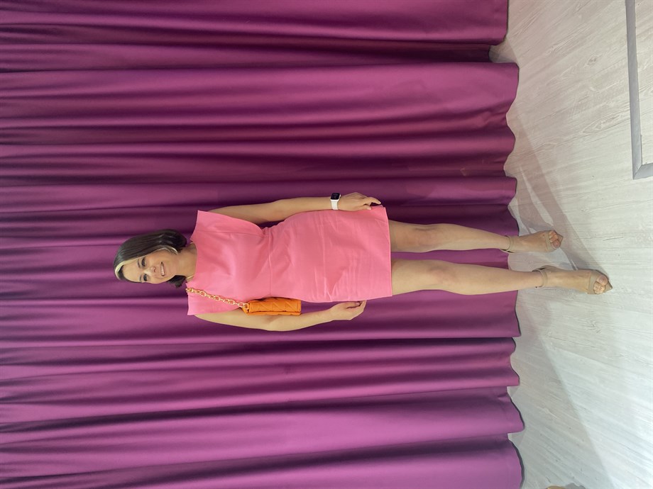 Pembe Keten Elbise
