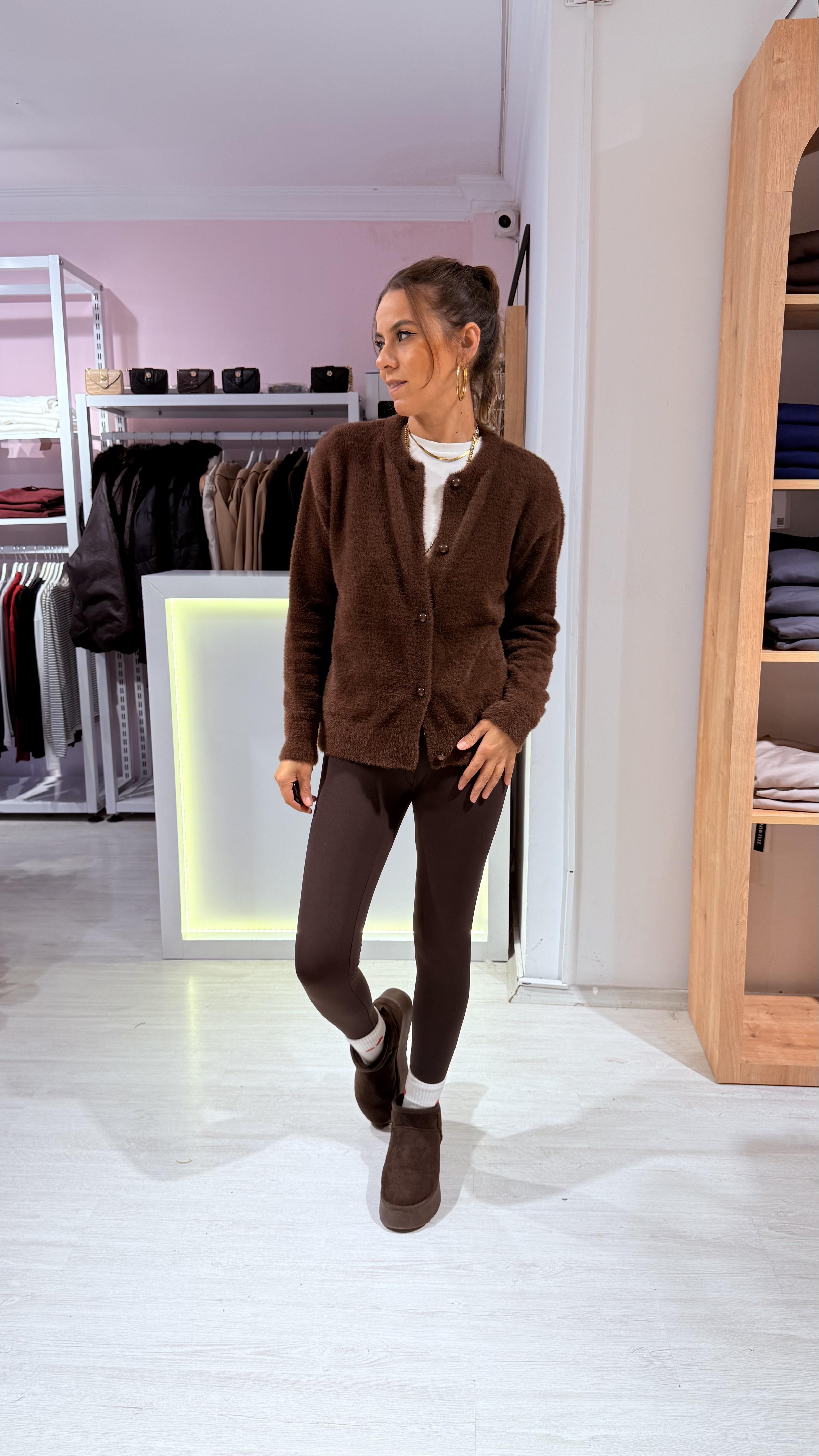 Acı Kahve Kısa Peluş Hırka