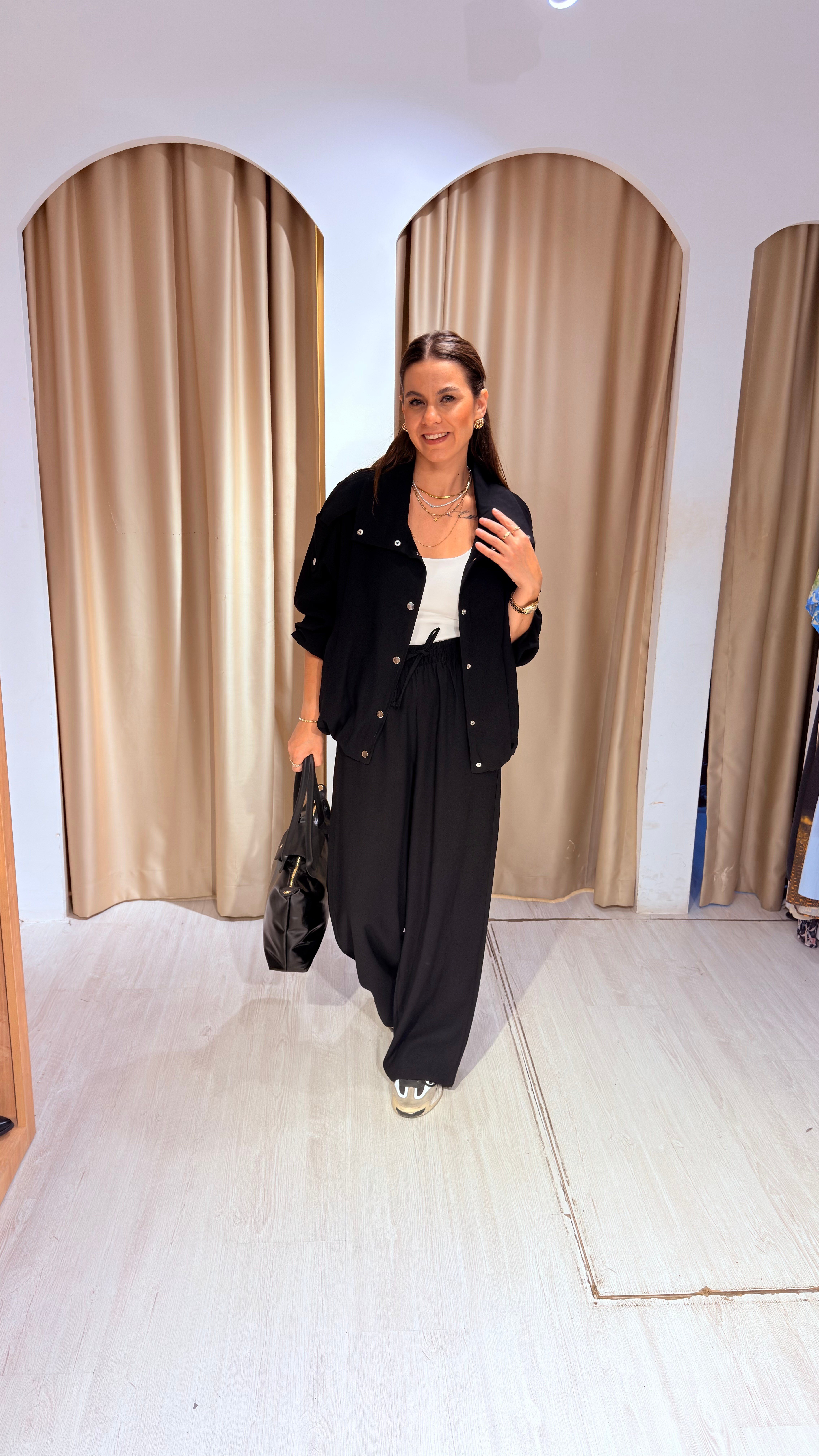 Siyah Bomber Ceket Pantolon Takım