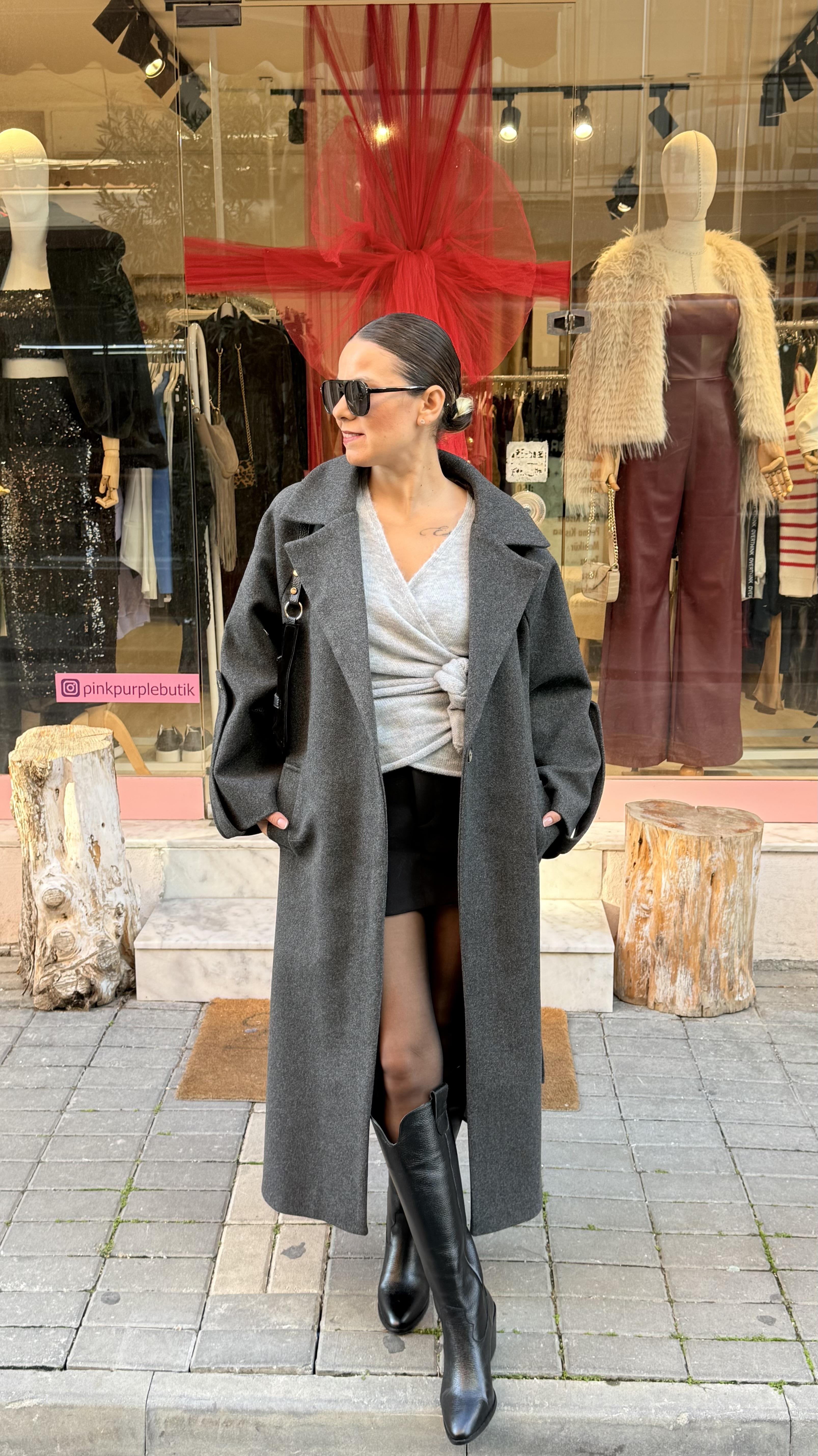 Antrasit Kaşe Kaban