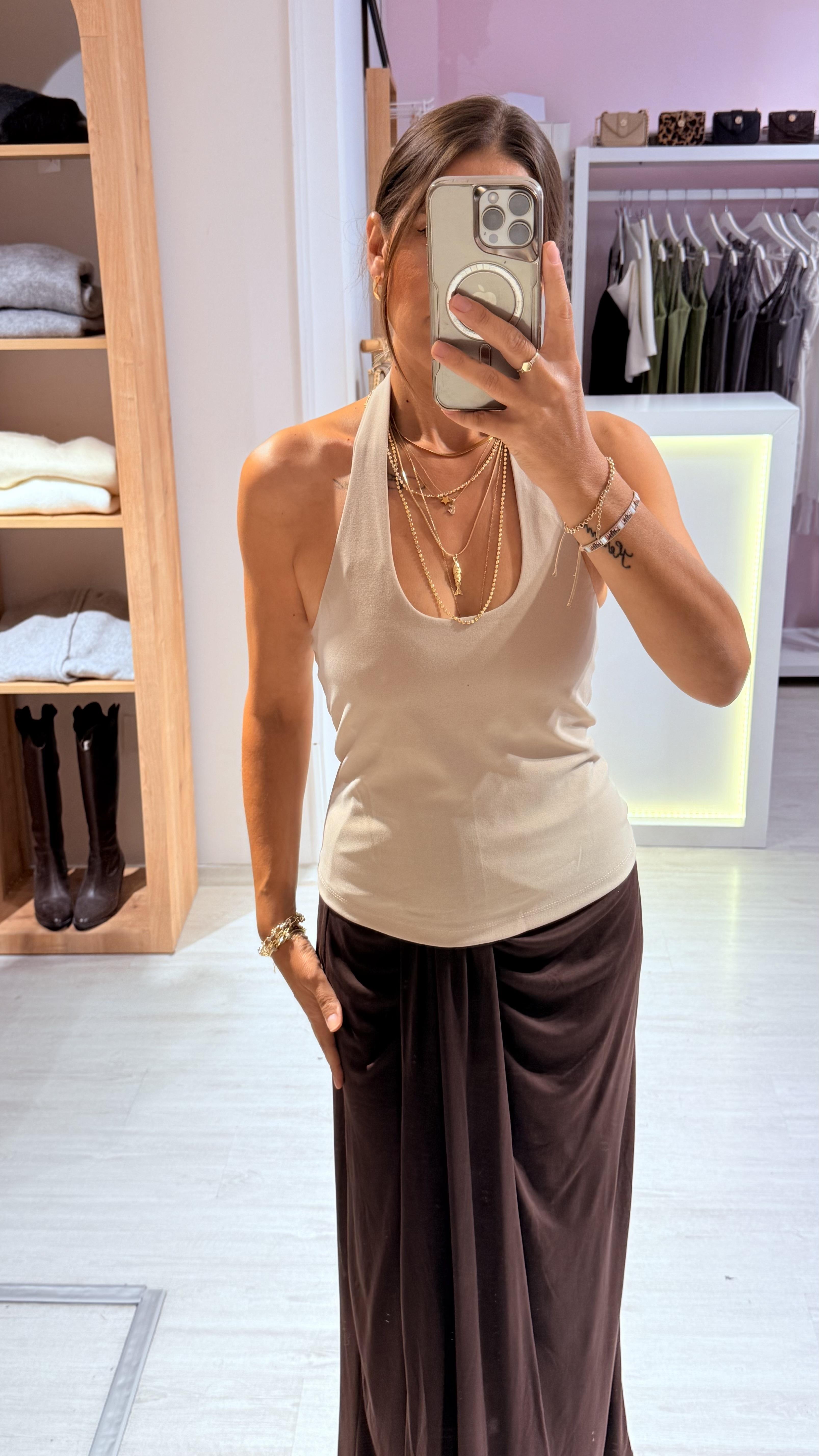 Bej Boyundan Askılı Body