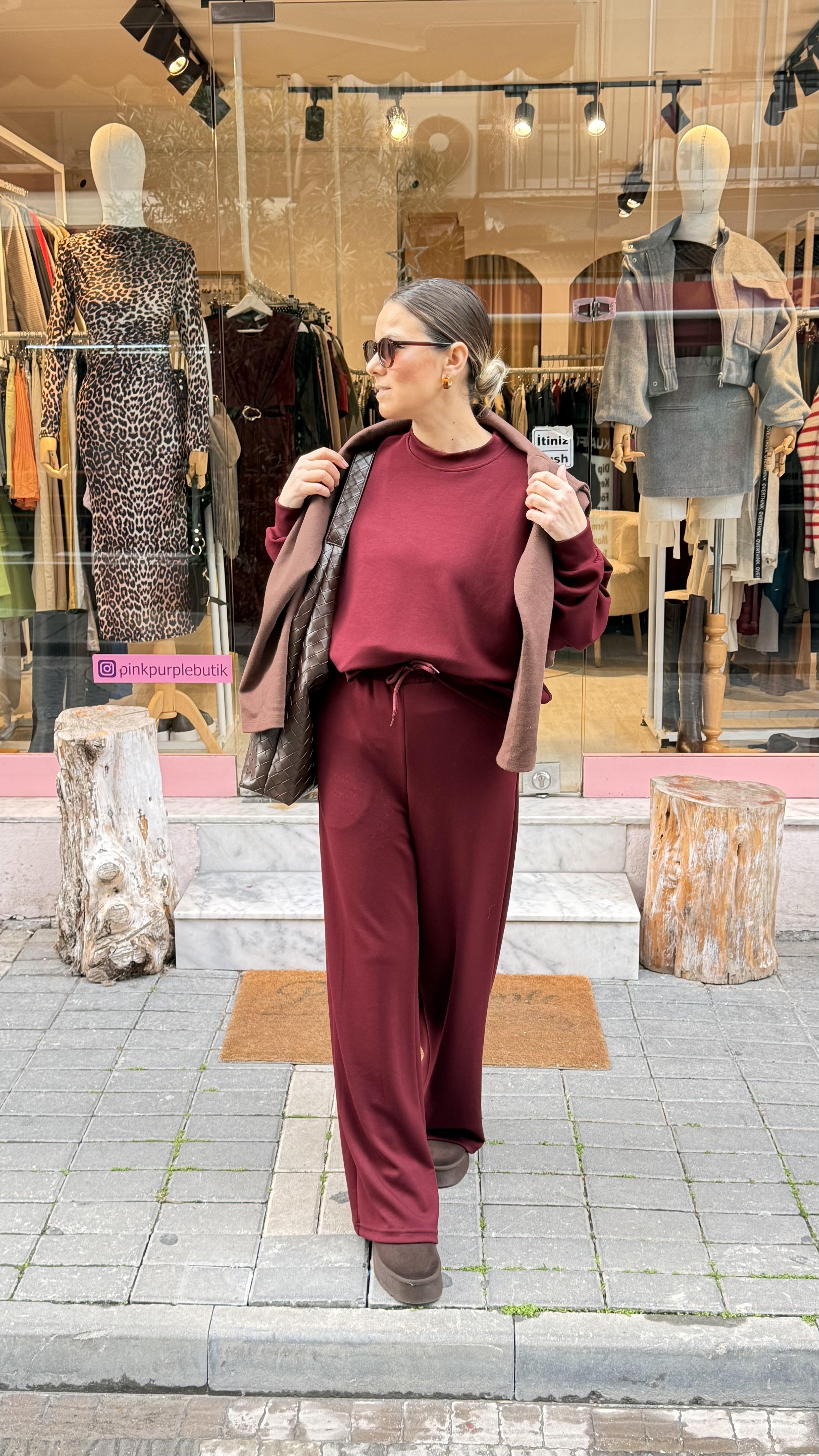 Bordo Modal Eşofman Takım