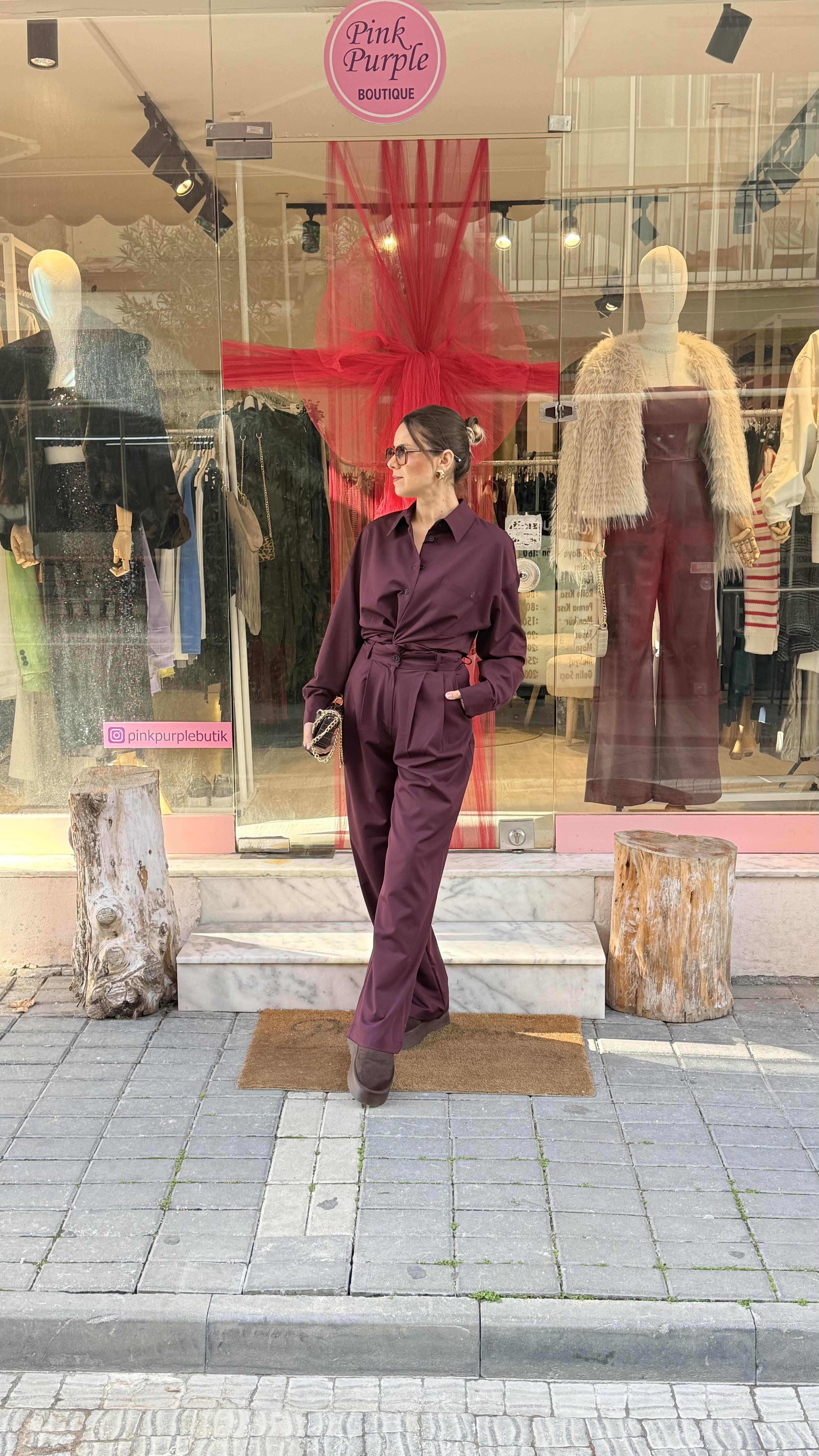 Bordo Premium Gömlek Takım