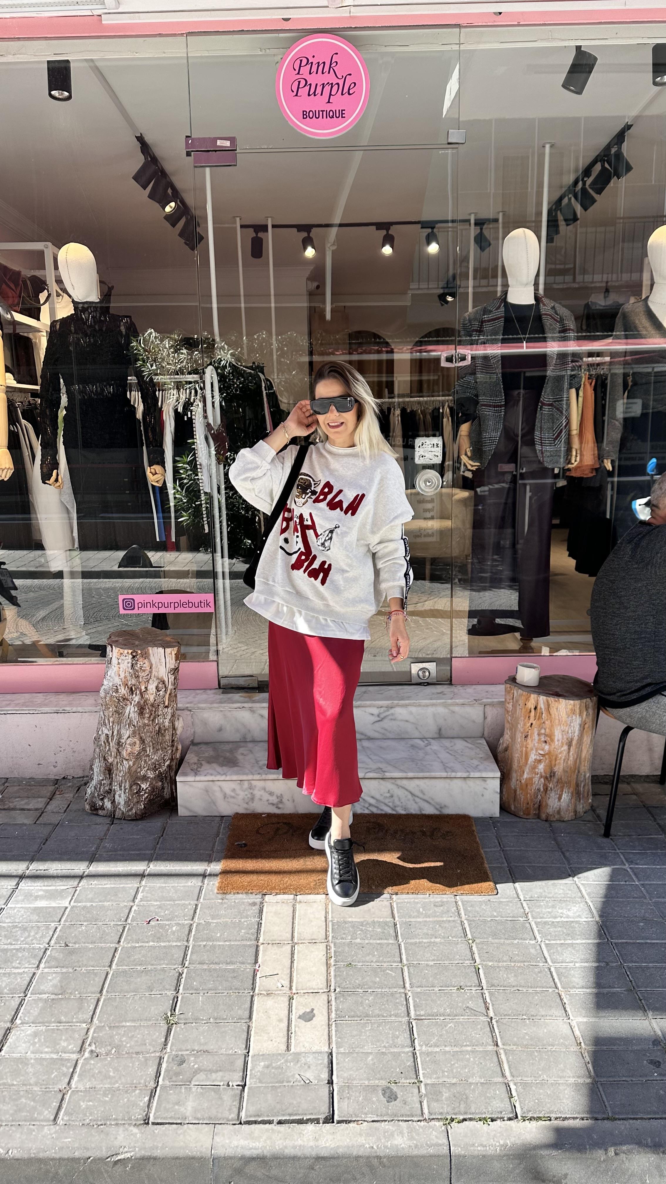 Bordo Saten Etek