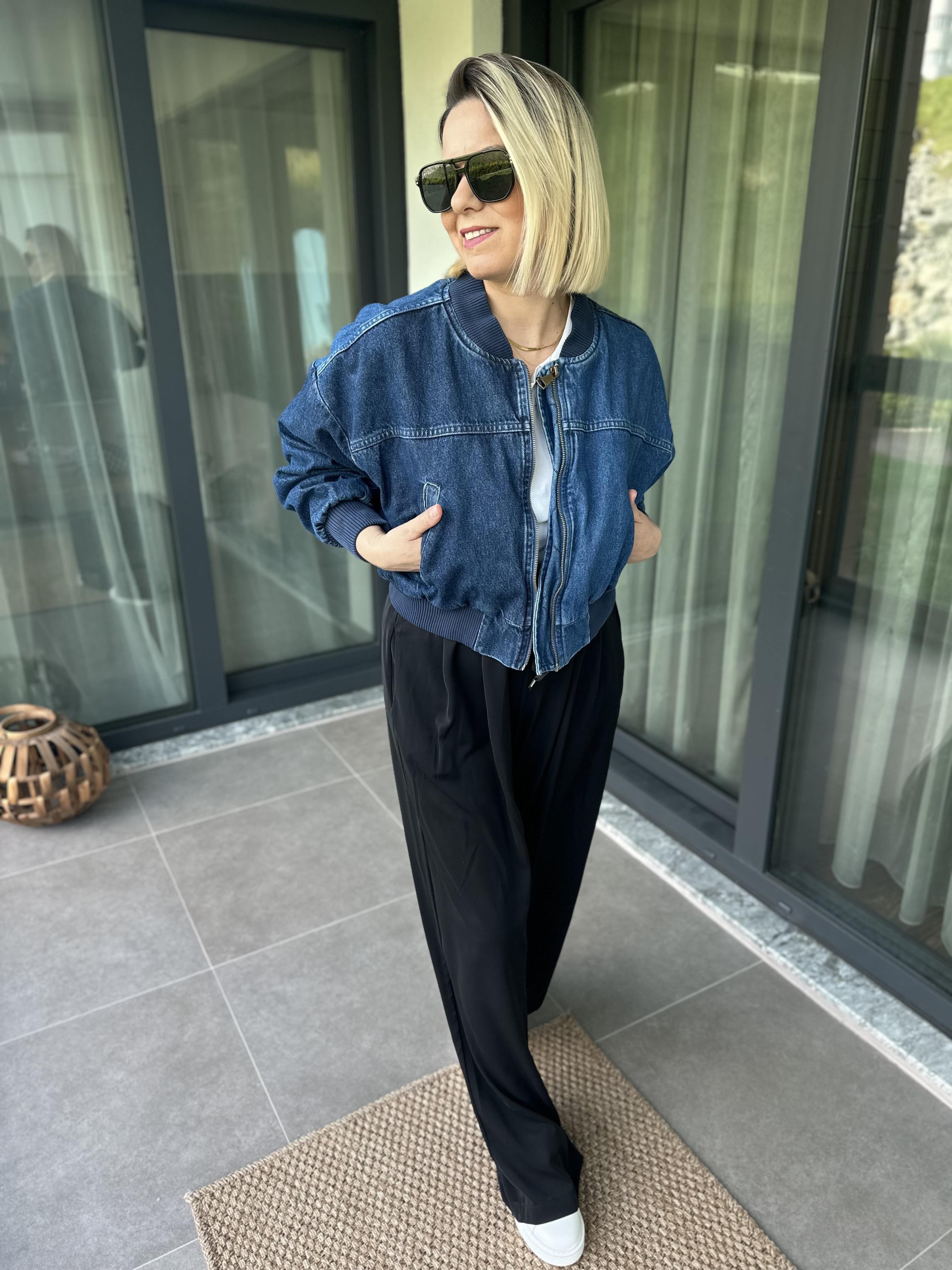 Jean Bomber Ceket