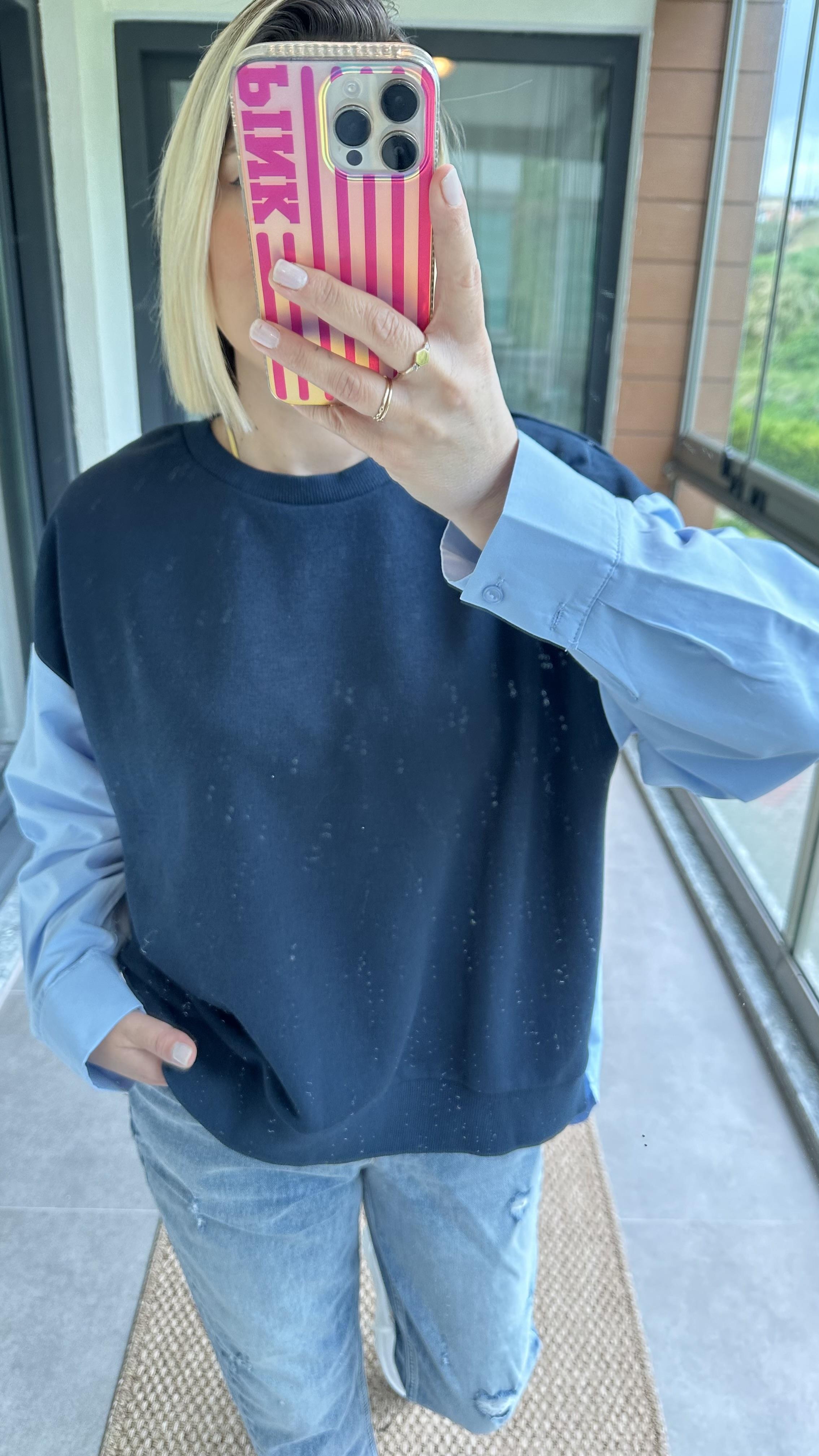 Lacivert Gömlek Sweatshirt