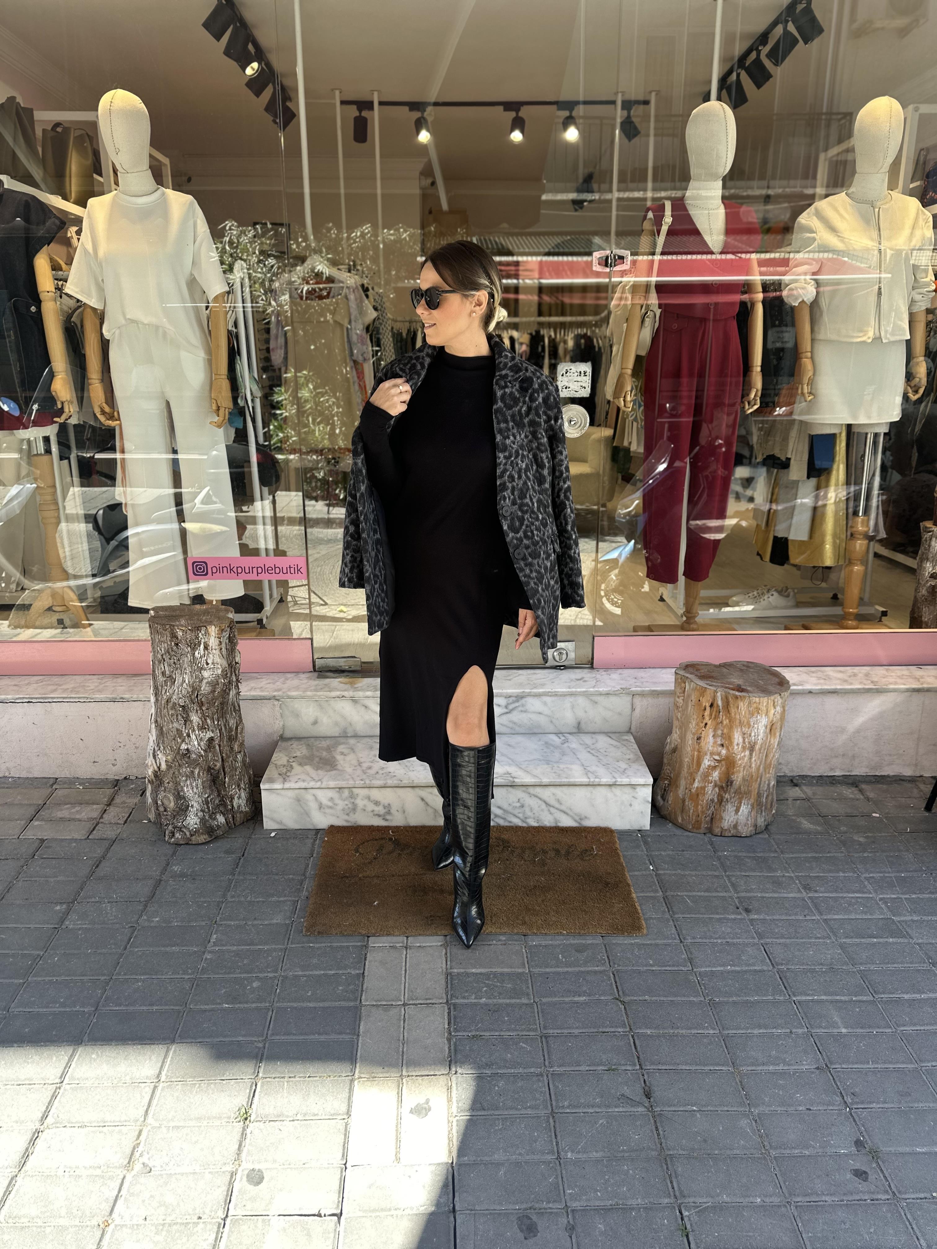 Leopar Kaşe Ceket