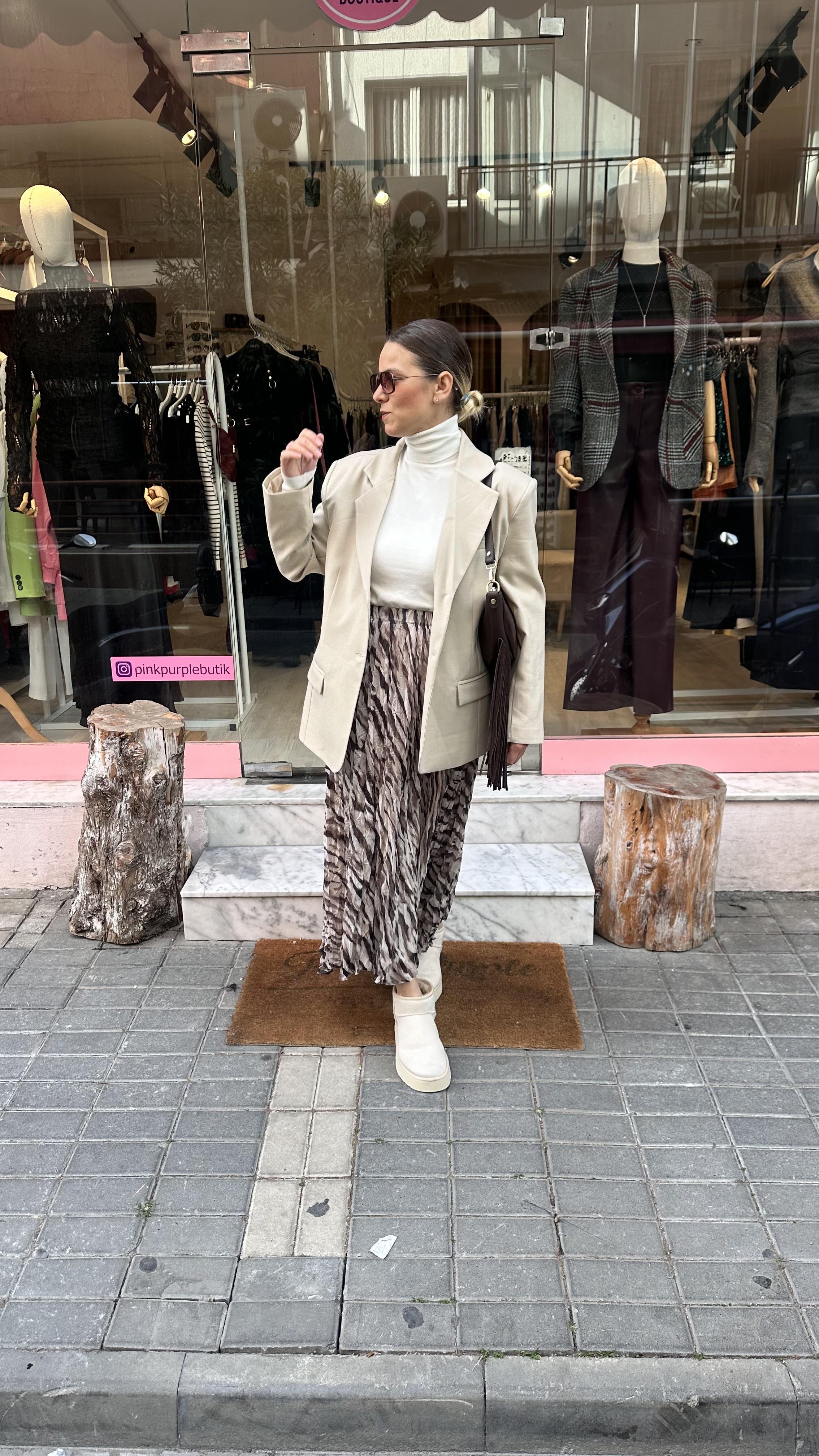 Leopar Pileli Etek