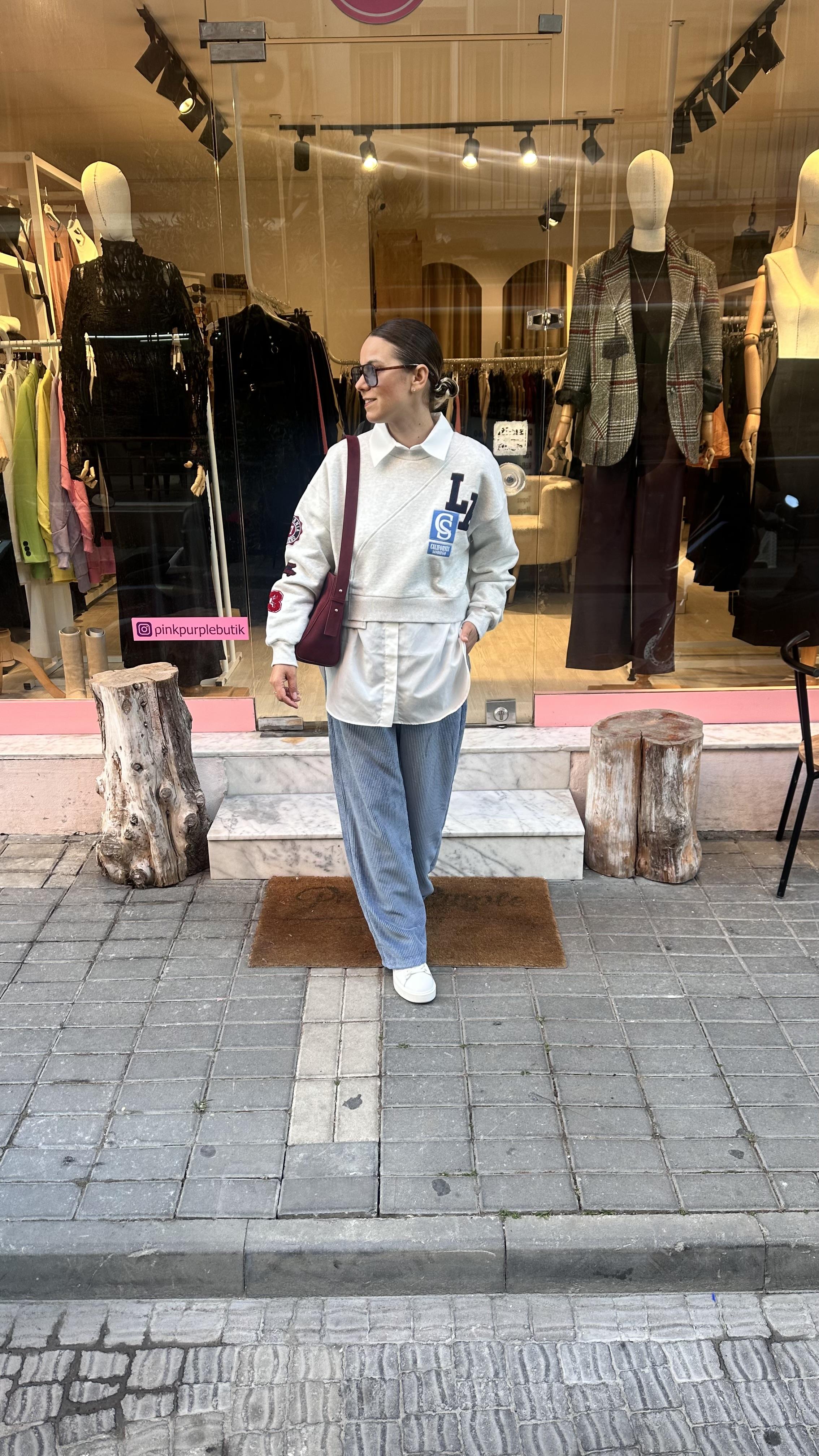 Mavi Kadife Pantolon