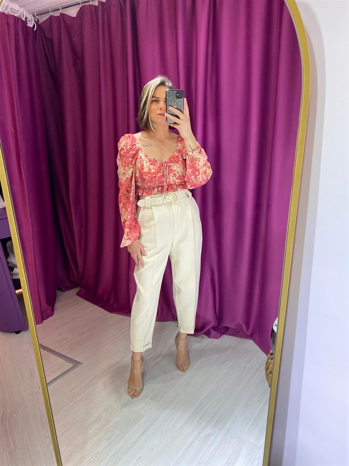 Pembe Desenli Crop
