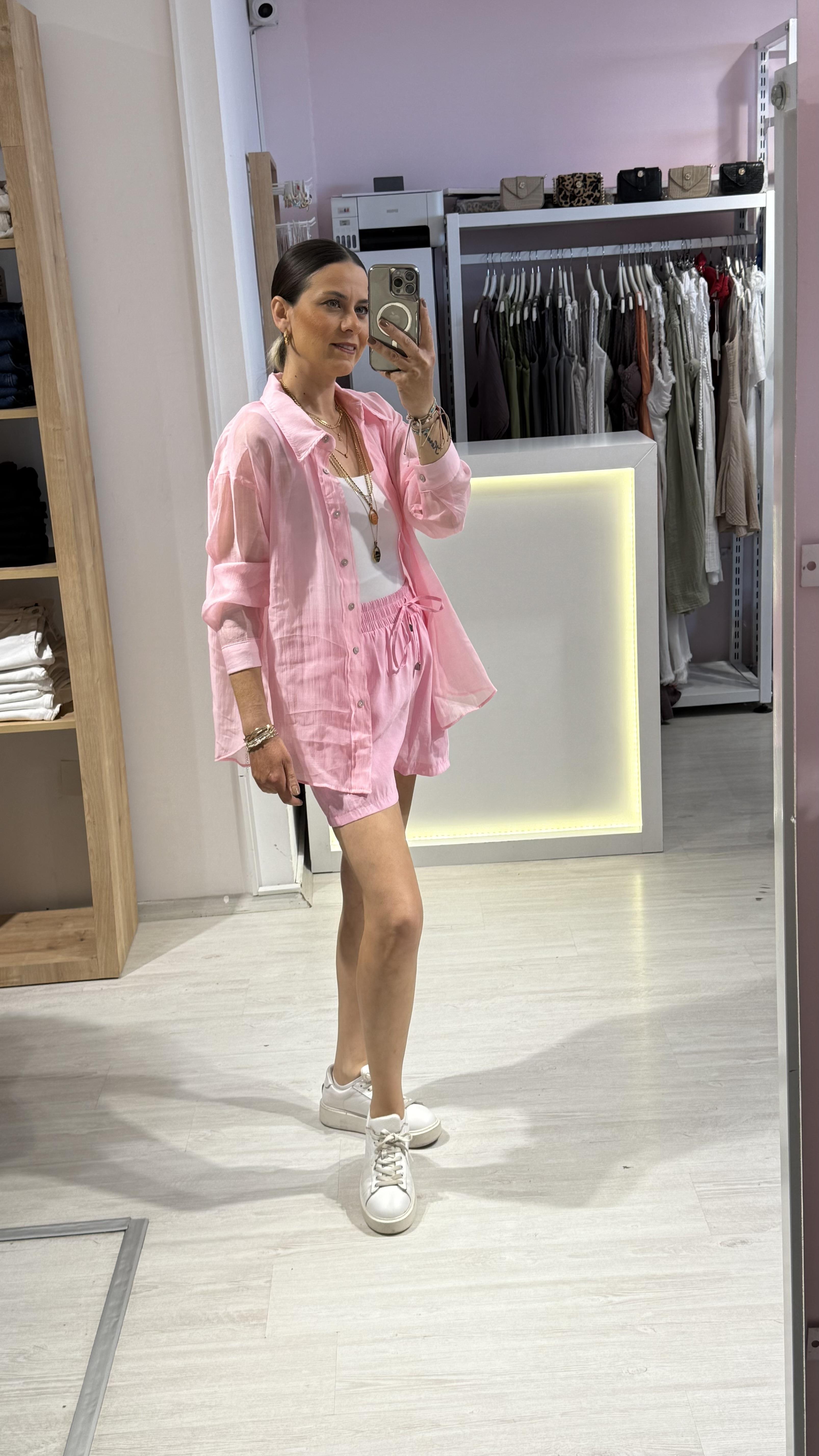 Pembe İpeksi Gömlek