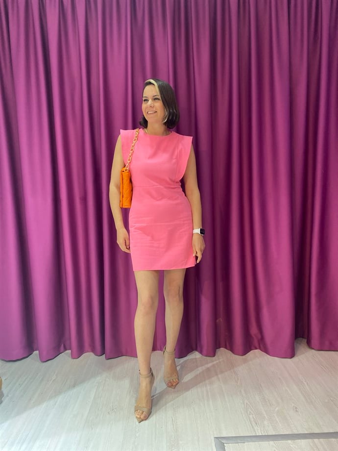 Pembe Keten Elbise