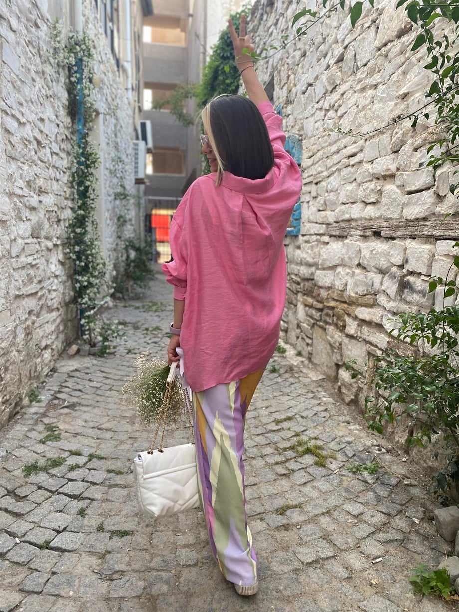 Pembe Oversize Gömlek