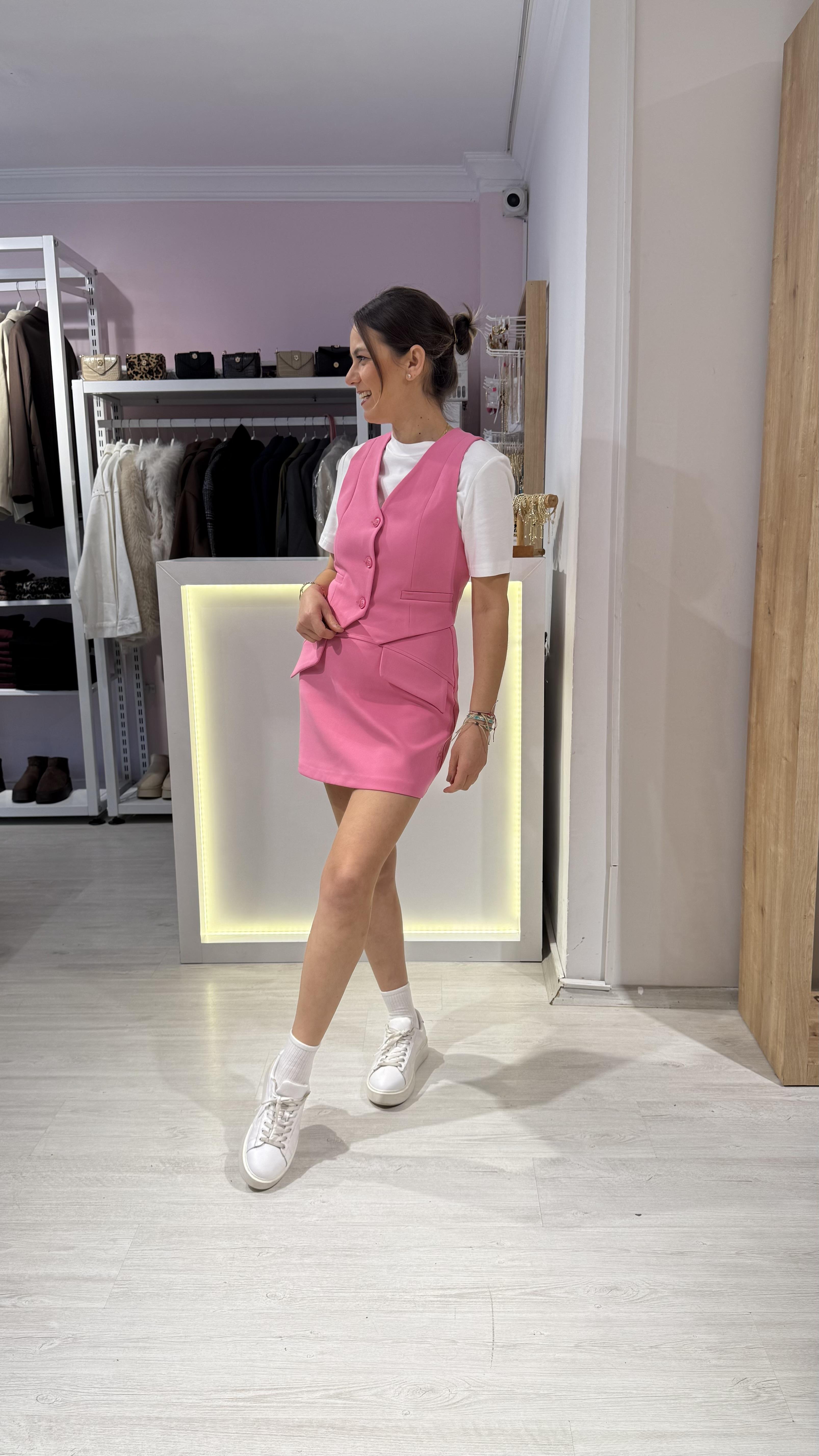 Pembe Yelek Etek Takım
