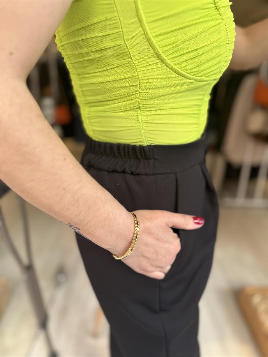 Siyah Beli Lastikli Pantolon