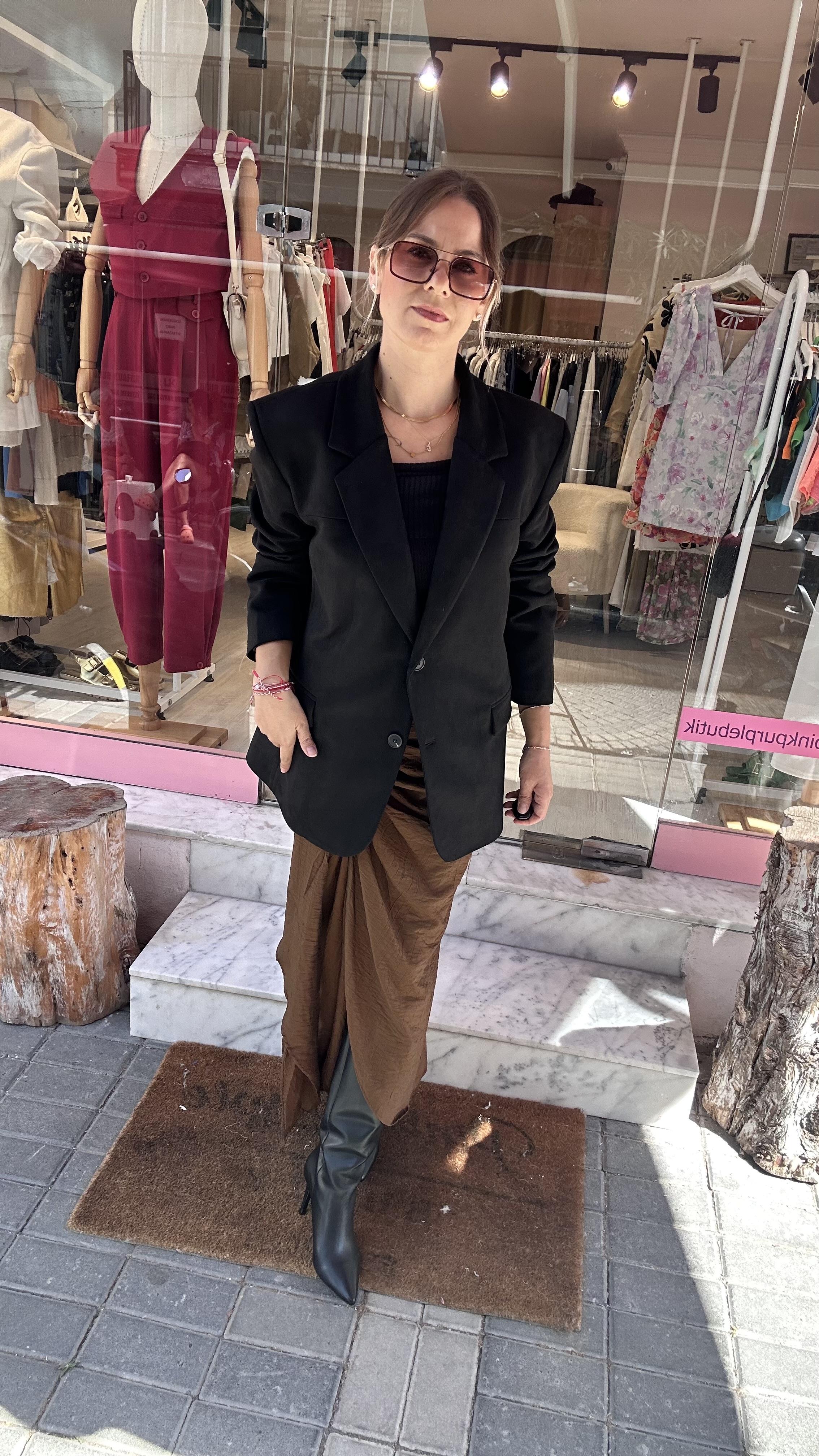 Siyah Süet Blazer