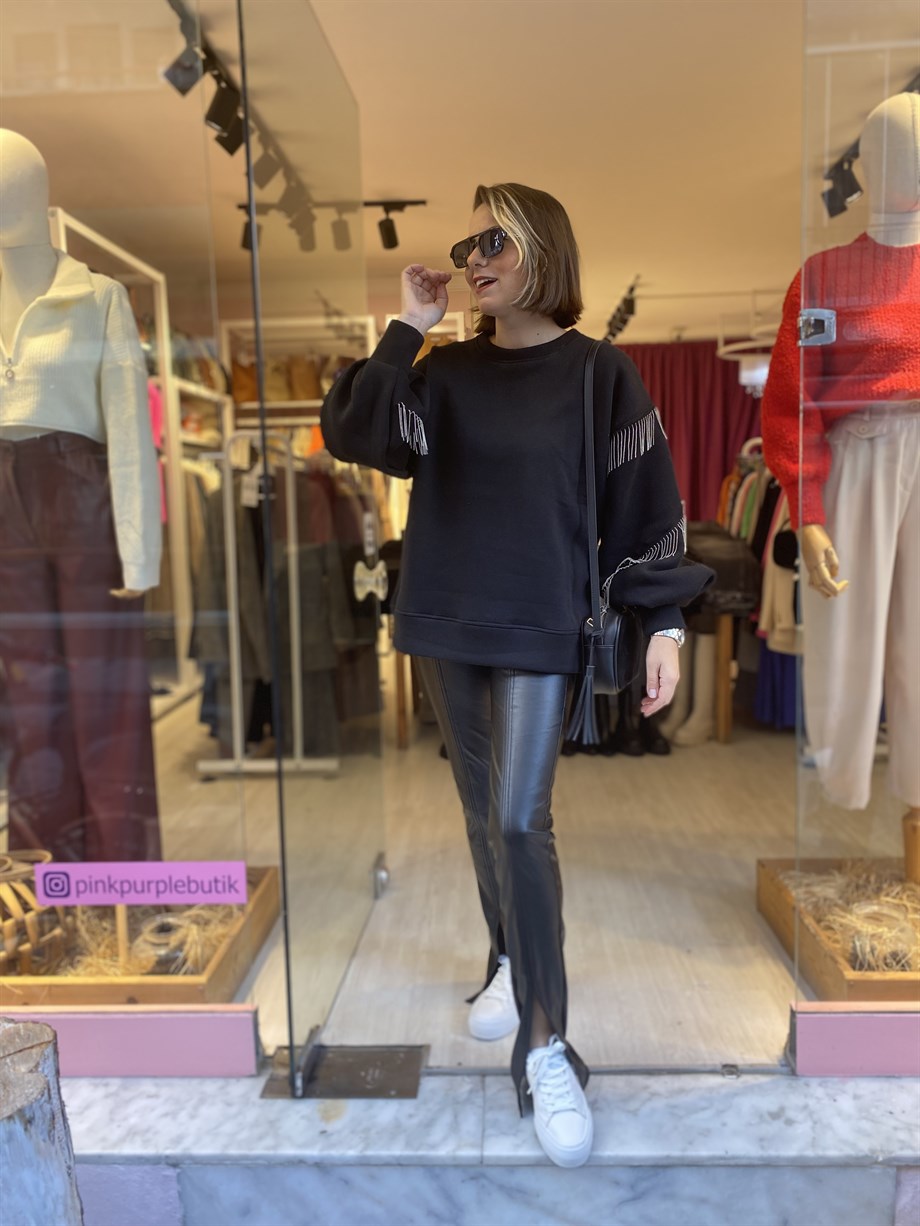 Zincirli Kol ve Sırt Detay Sweatshirt