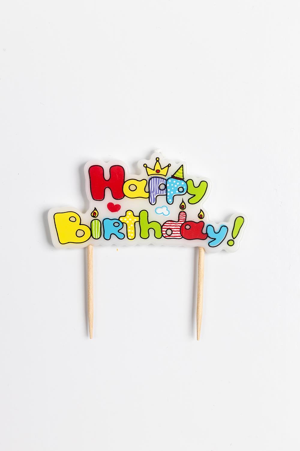 Çok Renkli  Happy Birthday Yazılı Mum